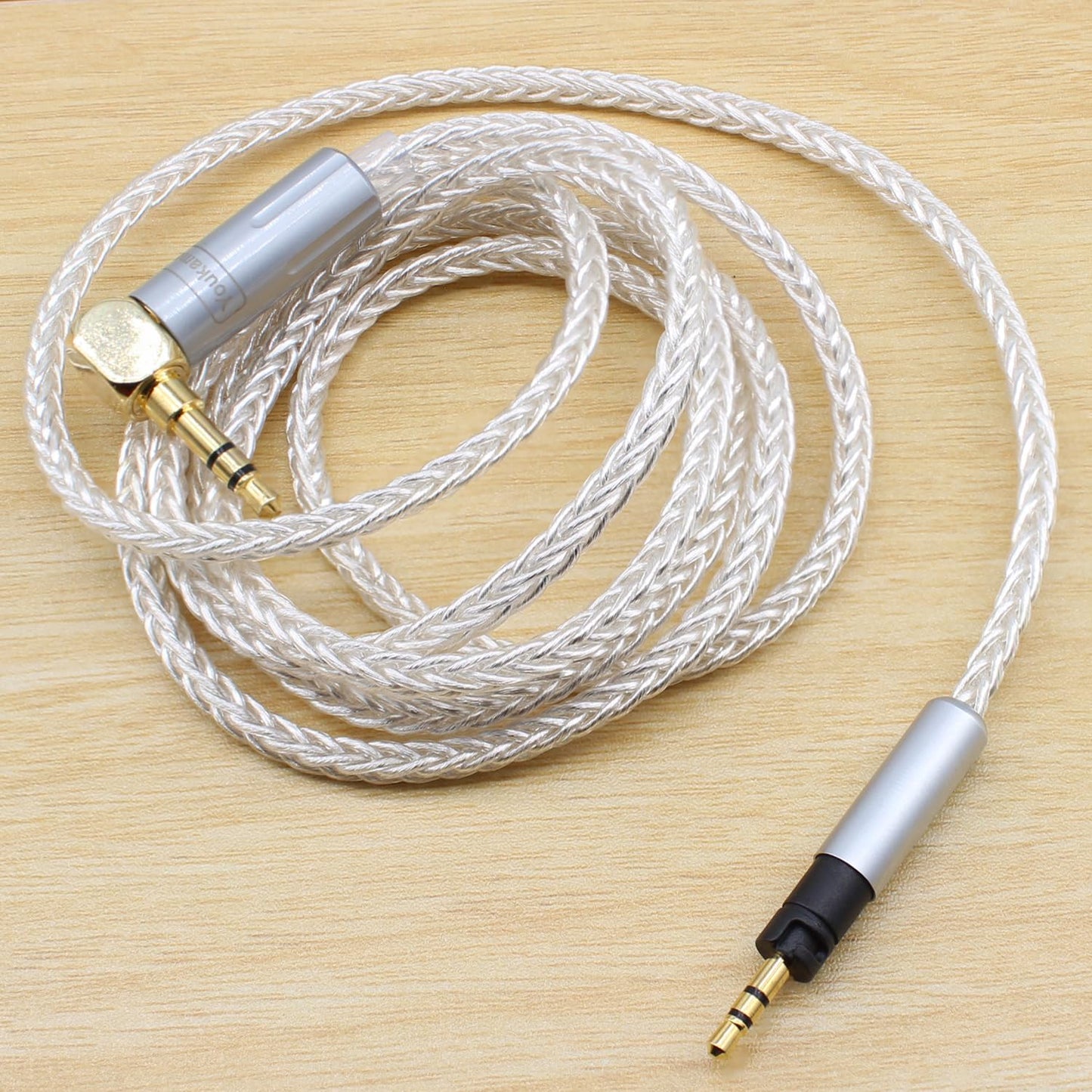 Youkamoo 3.5mm Right Angle 8 Core Silver Plated Copper Braided Replacement Upgrade Cable Compatible for Sennheiser Momentum 2.0 Momentum 3 HD1 Over-Ear On-Ear Headphones, 4ft 1.2m