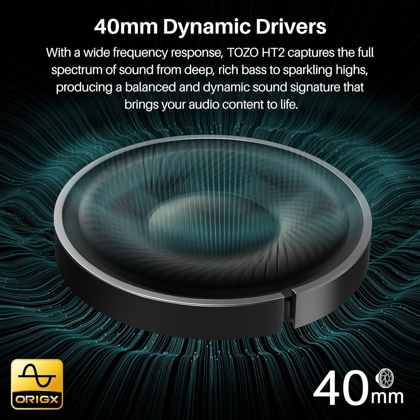 TOZO HT2 Hybrid Active Noise Cancelling Headphones, Wireless Over Ear Bluetooth Headset, 60H Playtime, Hi-Res Audio Custom EQ via App Deep Bass Comfort Fit Ear Cups, for Home Office Travel Purple