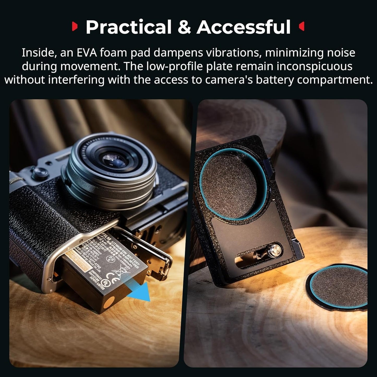 SMALLRIG Mount Plate for AirTag, Quick Release Camera Mount Baseplate for Arca-Type, Built-in EVA Pad, 1/4"-20 Screws, for FUJIFILM X-H2 / X-T4 / X-T5 / X-T50 / GFX 100S II / F8-X5M / X100V - MD5425
