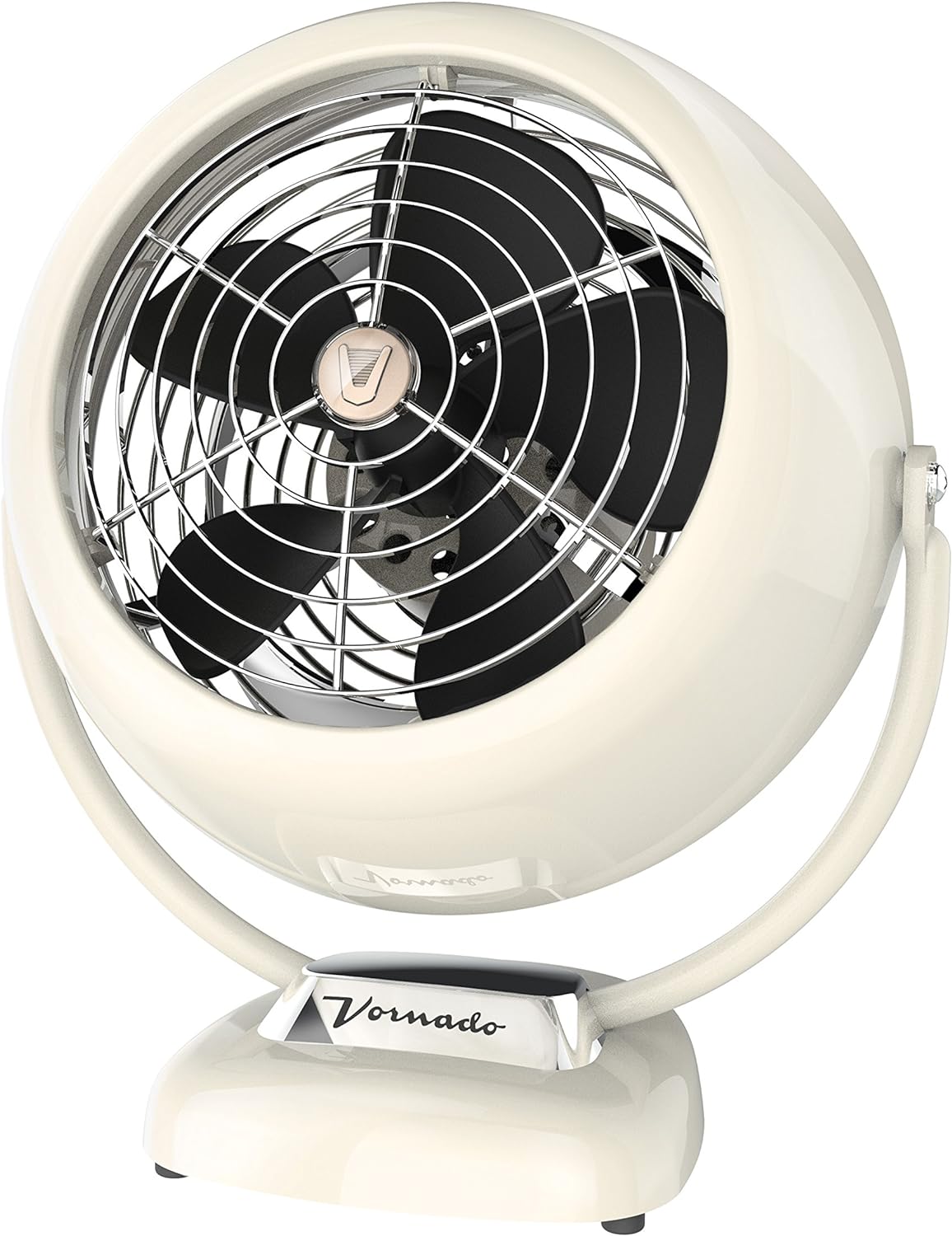 Vornado VFAN™ Vintage Fan, Retro Metal Air Circulator for Cooling & Décor, 3 Speed Settings, Adjustable Tilt, Powerful Airflow, Durable Construction, Manual Dial Control, Vintage White
