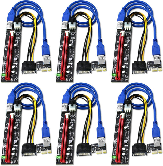 GPU Riser for Ethereum Mining Rigs, PCIE Risers for ETH Mining Rigs, 6PCS Black