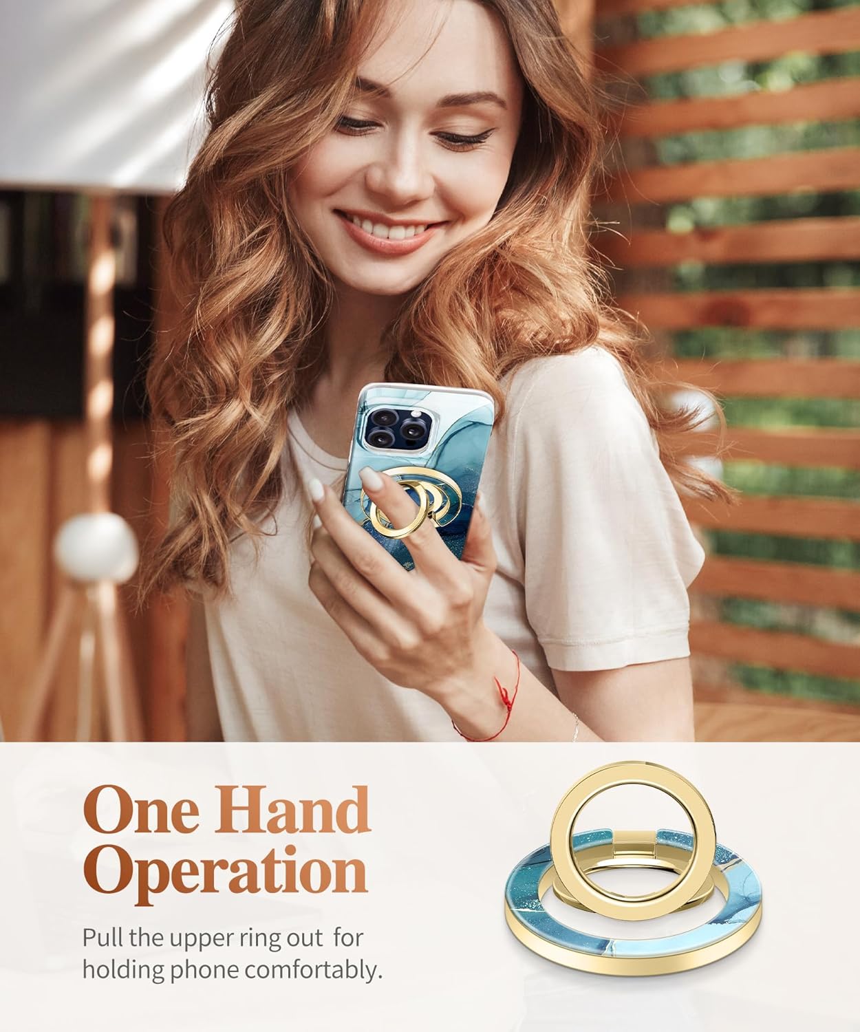 GVIEWIN Magnetic Phone Ring Holder, Compatible with MagSafe Phone Grip with Adjustable Stand, Magnet Phone Ring Kickstand for iPhone 16 Pro Max/Plus/15/14/13/12 Series/Other Phones (Navy Blue)