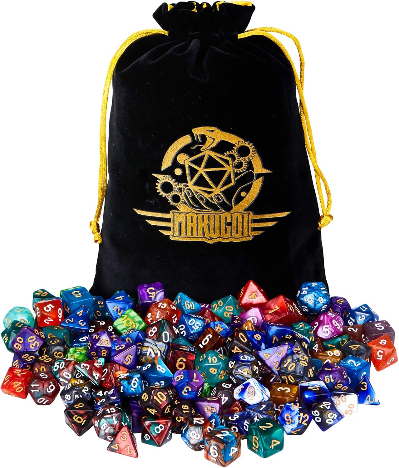 DND Dice Set, 20 X 7 Polyhedral Dice (140 Pieces) Two-Color for Dungeons and Dragons DND RPG MTG Table Game 20 Colors Dice with 1 Large
