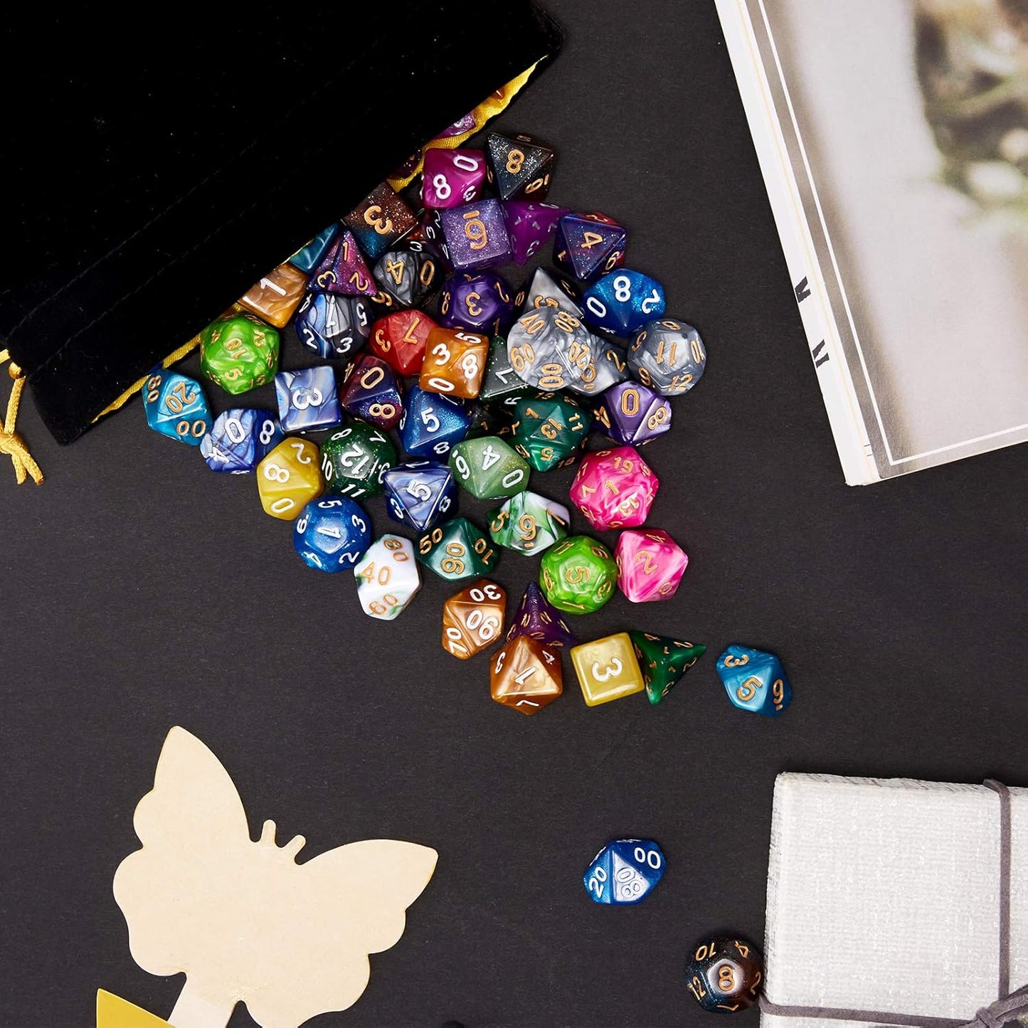 DND Dice Set, 25 X 7 Polyhedral Dice for Dungeons and Dragons DND RPG MTG Table Game with 1 Large Flannel Bag 175 Pieces