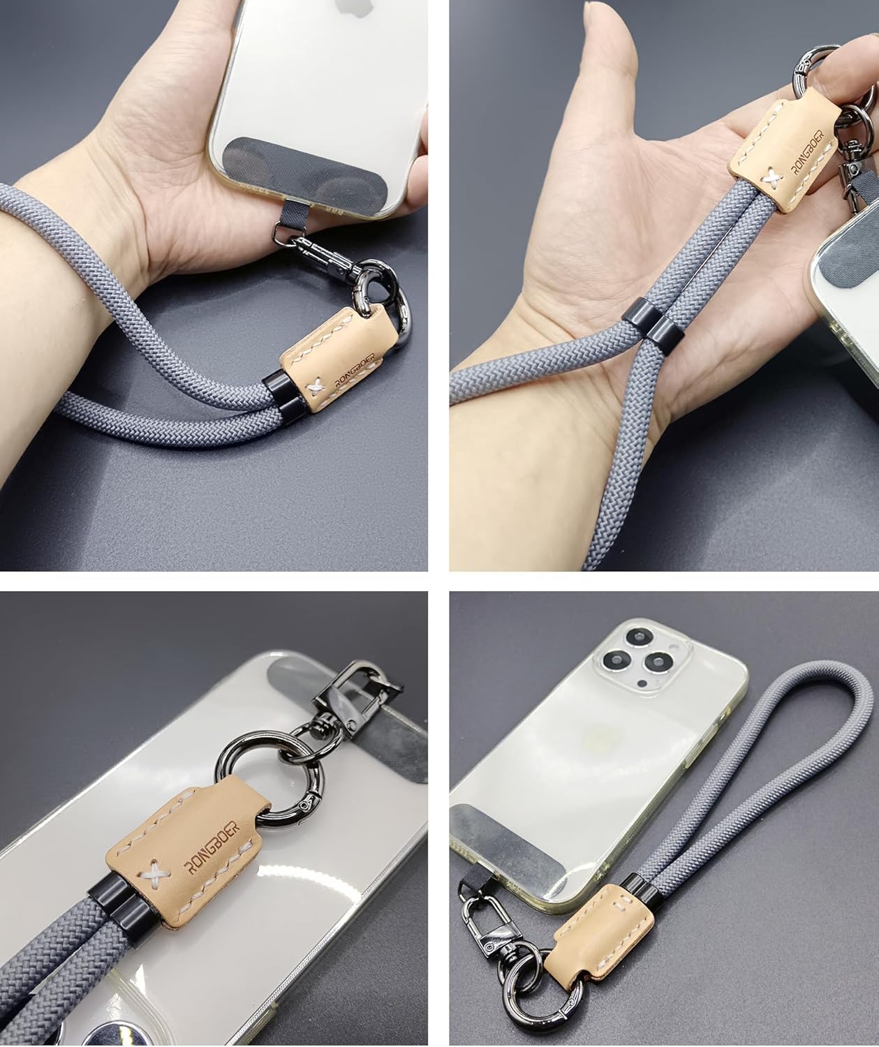 Handmade Cowhide Leather Phone Wrist Strap,Universal Adjustable Key Lanyard,Stylish Wristlet Keychains for Women&Men