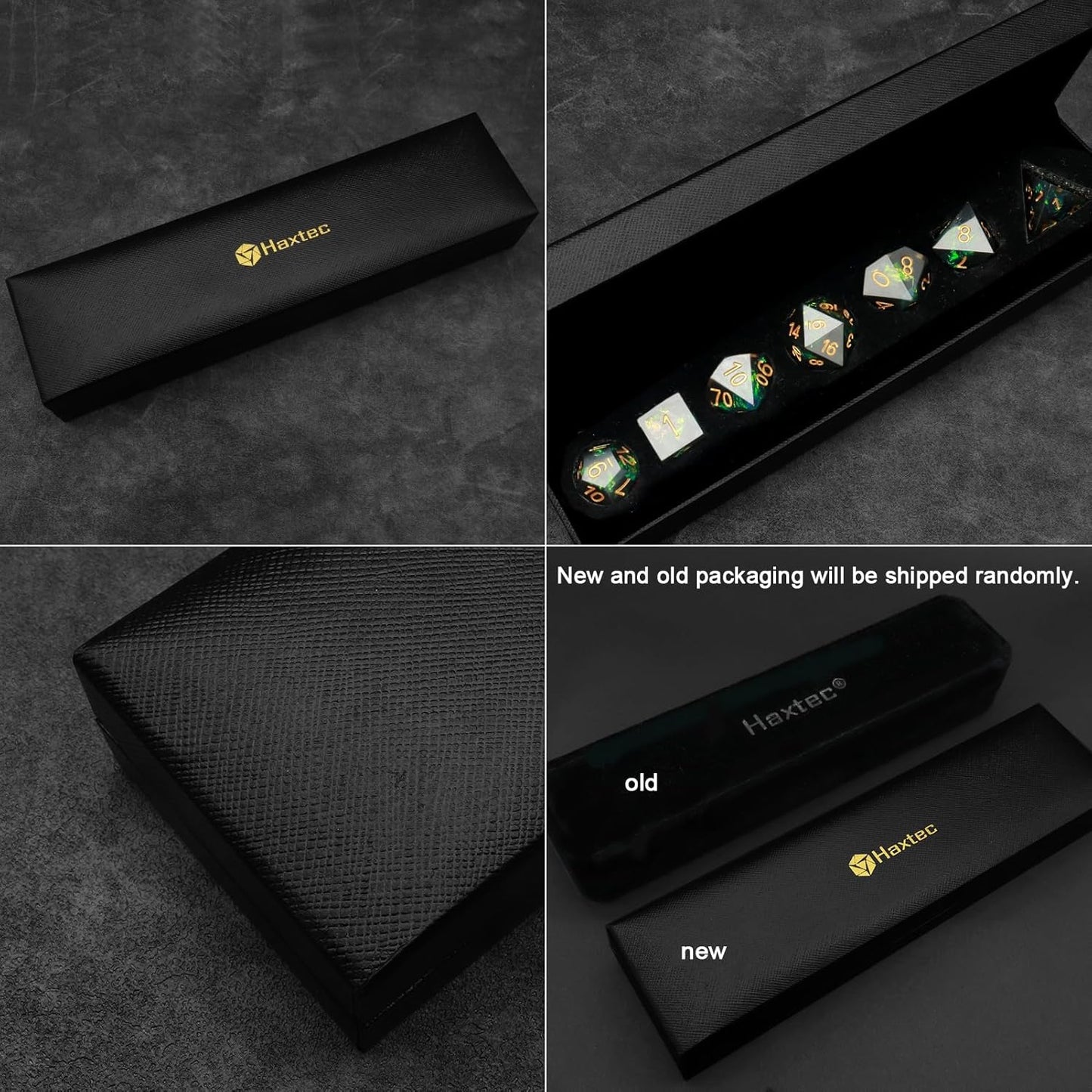 Haxtec DND Dice Set Black Sharp Edge Resin Dice with Dice Case Iridecent D&D Dice for RPG Compatible with Dungeons and Dragons DND Gift-Black Galaxy