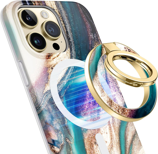 GVIEWIN Magnetic Phone Ring Holder, Compatible with MagSafe Phone Grip with Adjustable Stand, Magnet Phone Ring Kickstand for iPhone 16 Pro Max/Plus/15/14/13/12 Series/Other Phones (Drift Sand)