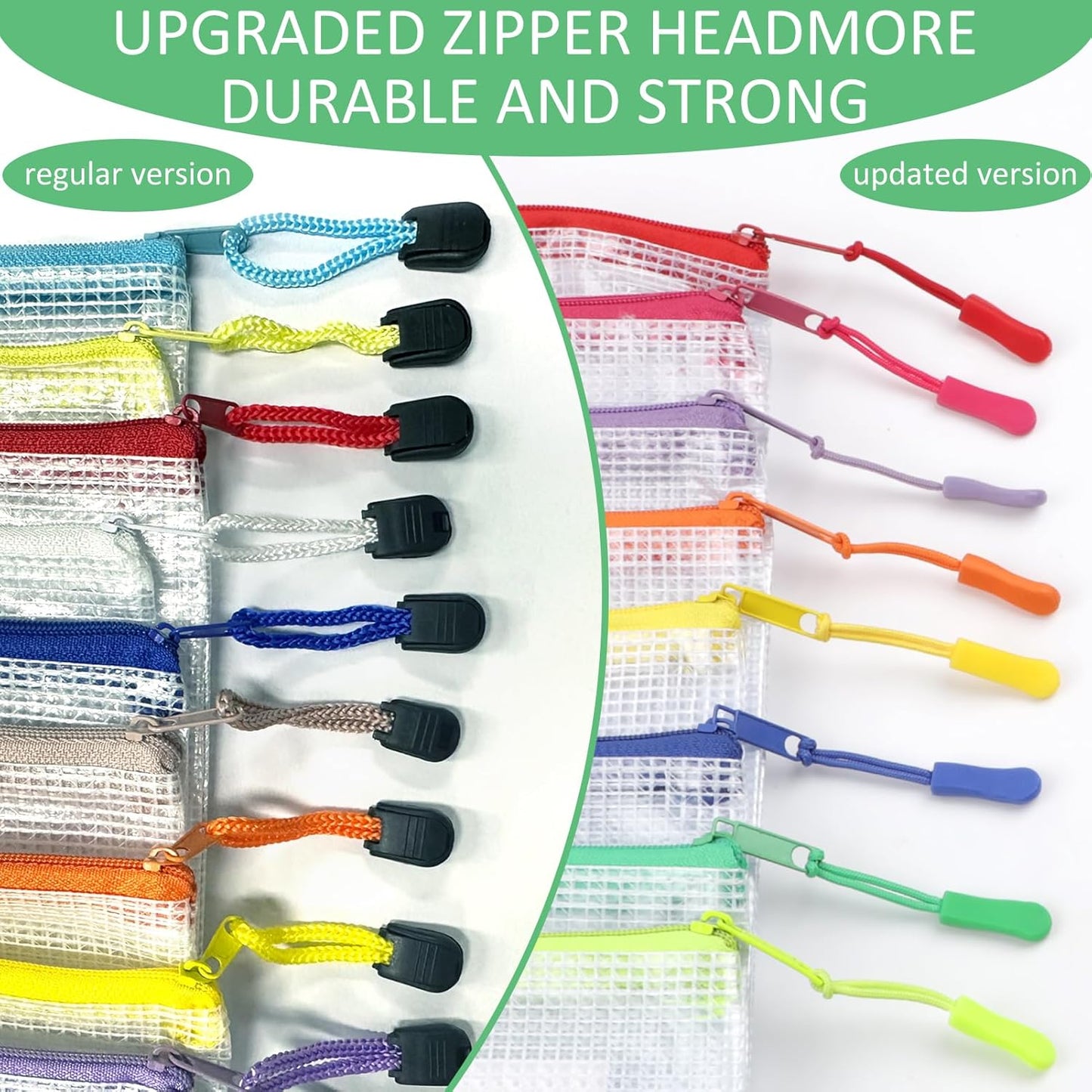 18 Pack 8 Size Mesh Zipper Pouch Bags, Waterproof Zipper Bags with Label Pocket,File Bags for Classroom Organization,Zipper Pouches of Office Supplies,Puzzles, Board Game Storage