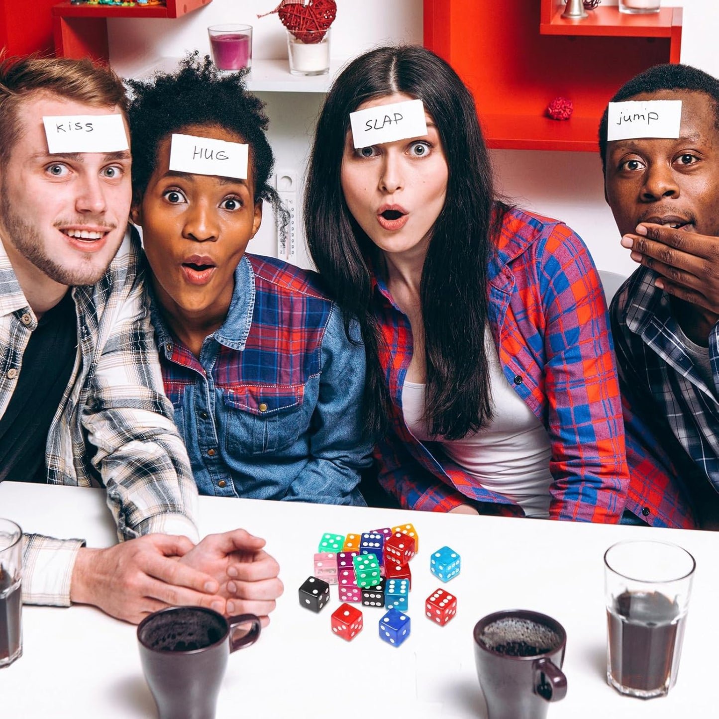 100 Piece 19 mm Casino Style Craps Dice Sets Acrylic and Translucent D6 Dice, Square W/Rounded Edge for Casino, Craps, Table Games and Board Games (Multicolor)