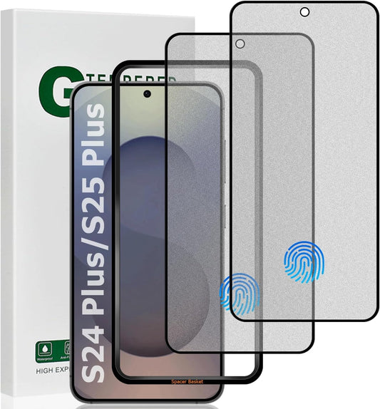 2 Pack Matte Glass Screen Protector for Samsung Galaxy S24 Plus /S25 Plus , Anti-Glare & Anti-Fingerprint Case Friendly Tempered Glass Film, Bubble Free,Fingerprint unlock,HD Clear,Smooth as Silk