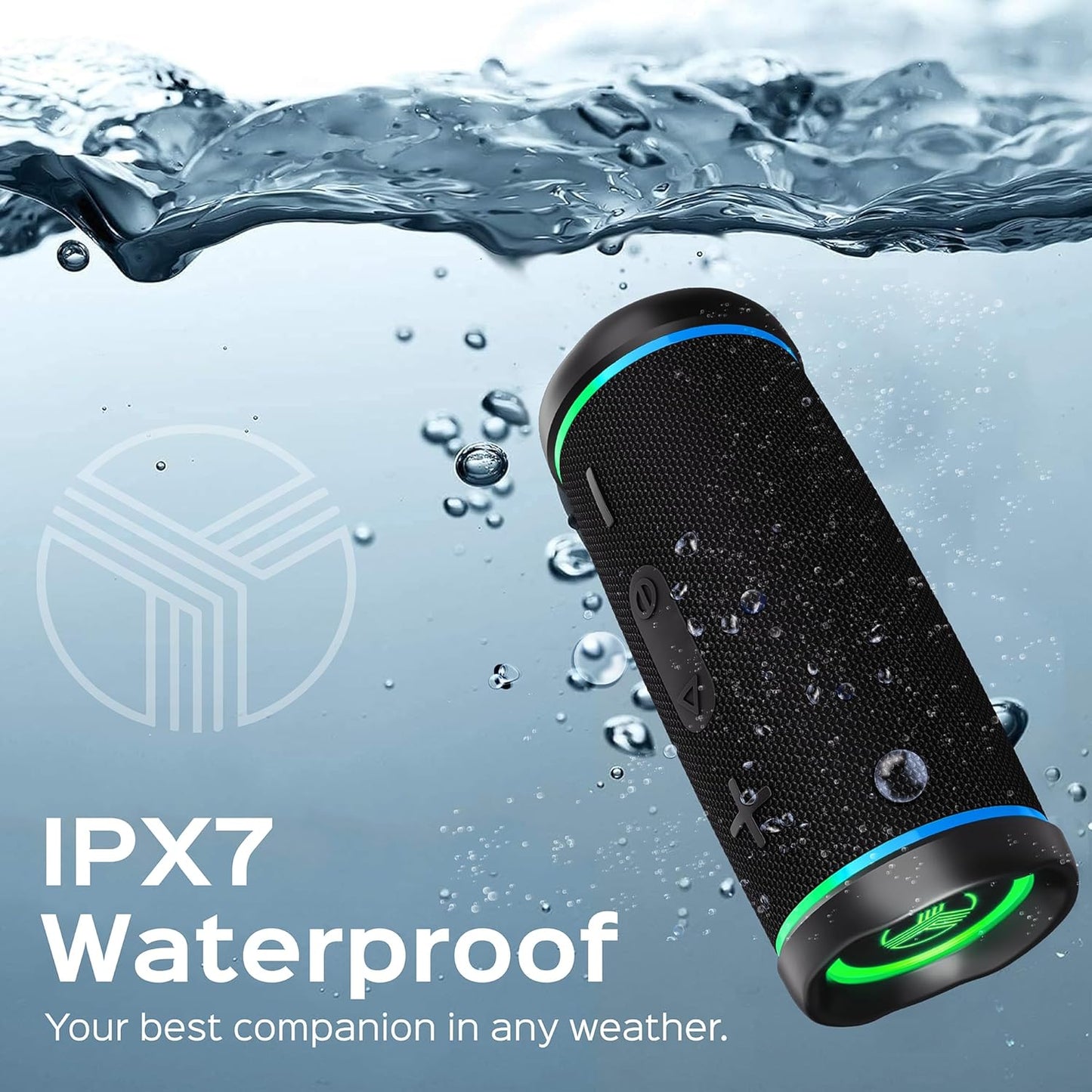 TREBLAB HD77 Bluetooth Speaker - Powerful 360° Sound with Impactful Bass, 30W Portable Wireless Audio, 20H Battery, IPX7 Waterproof, TWS Stereo, Shockproof Design for Outdoor, Beach, Pool, Jobsite