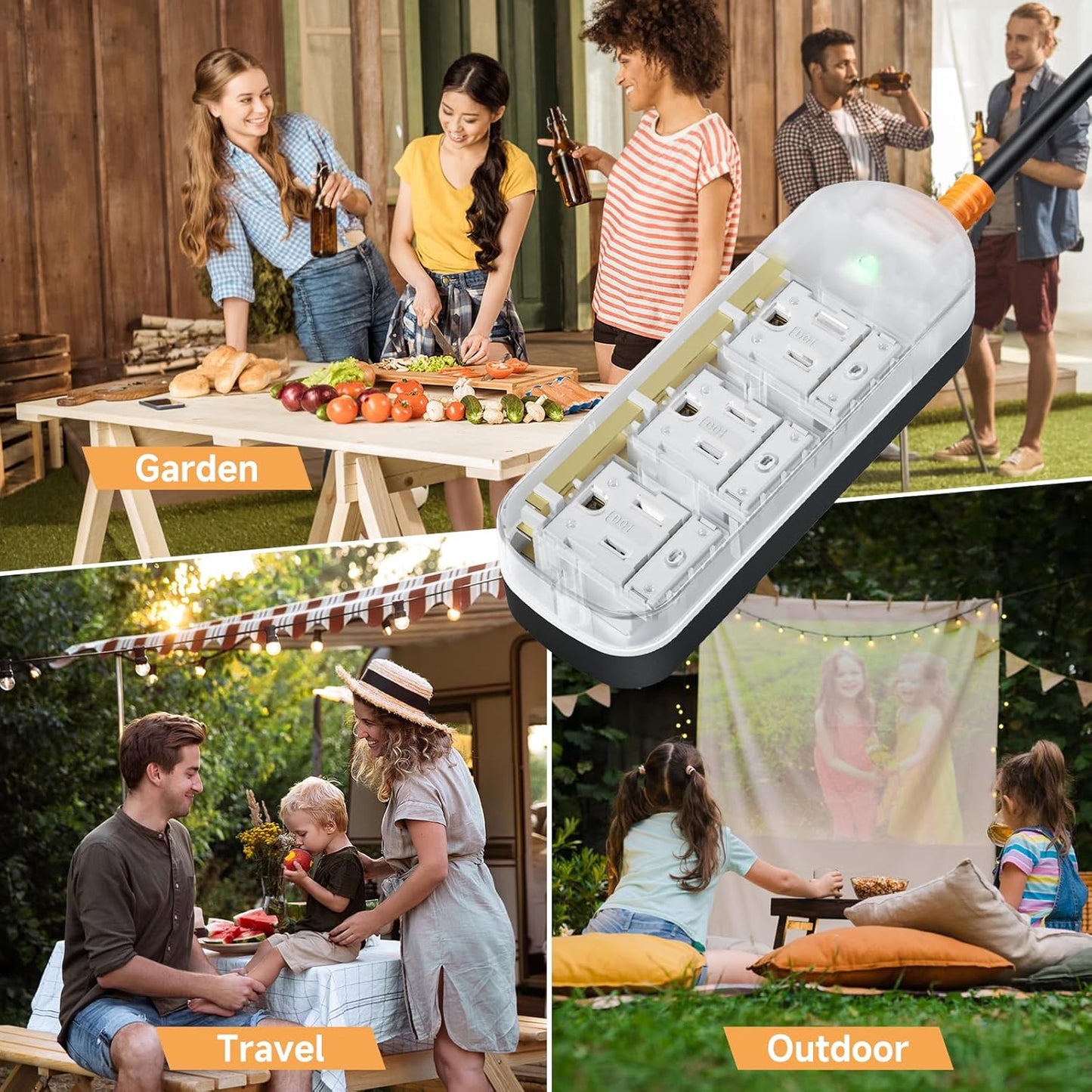 Surge Protector Power Strip, Covozon 3 Outlets 6ft Extension Cord, 1875W Outdoor Power Strip Weatherproof, Mountable Small Power Strip for Home, Outdoor, Travel.