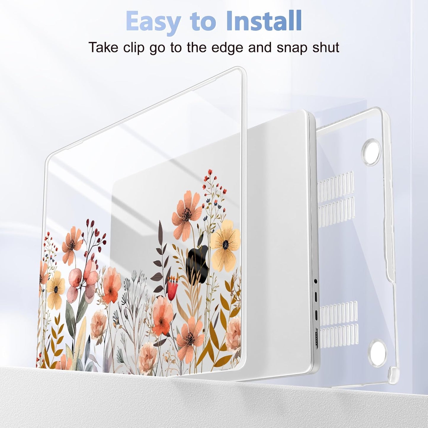 for MacBook Pro 16 inch Case 2021 2022 2023 2024 Release A3186 A3403 M4 A2991 M3 A2780 M2 A2485 M1 Pro/Max, Hard Shell Case with Screen Protector & Keyboard Cover, Watercolor Flowers