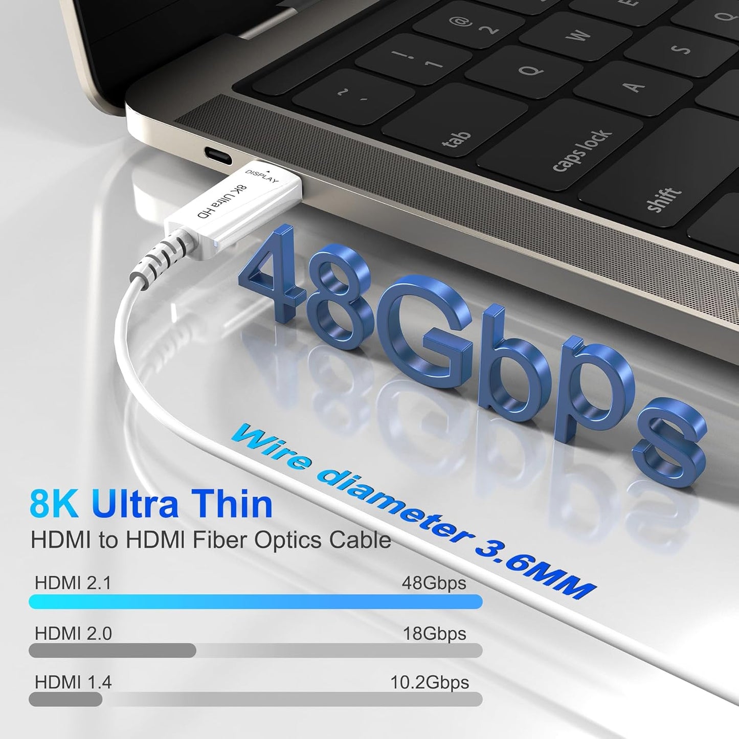 8K Fiber Optic HDMI Cable 80 FT, 8K@60Hz 4K@240Hz, Thin Extra Long HDMI Cable 48Gbps Ultra High Speed, Dynamic HDR, eARC, HDCP 2.2&2.3, 3D, Compatible for PS4/5/Xbox/TV/Laptop/Monitor