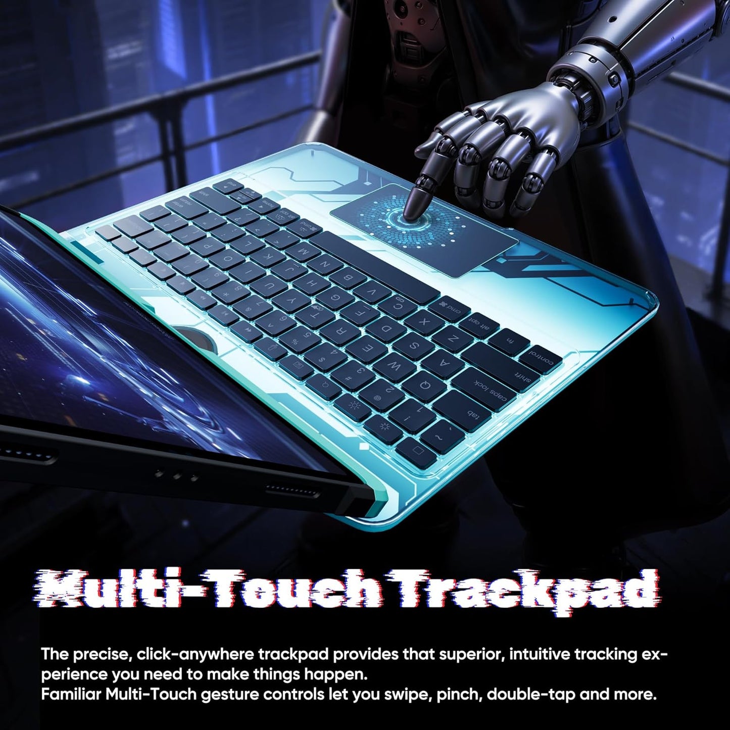 KITONE Transparent Case with Wireless Keyboard for iPad Air 13-in.(M3/M2, 2025/2024), 7 Colors Backlight, Trackpad, 360°Rotating Stand for iPad Pro 12.9-in (6/5/4/3 Gen), Tech Style