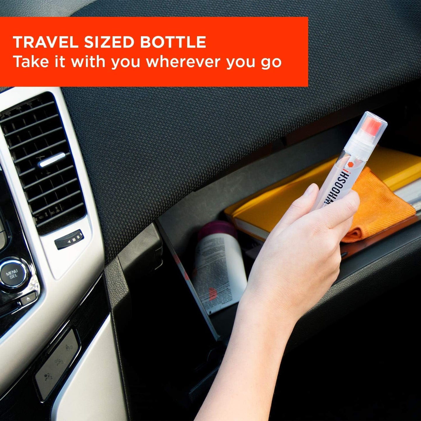 WHOOSH! Screen Shine Pocket 0.3 fl oz – Powerful Computer Screen Cleaner for Car, Laptop, Phone & Eyeglasses – Streak-Free Screen Cleaner Spray and Wipe, Sleek Leak-Free Bottle with Microfiber Cloth