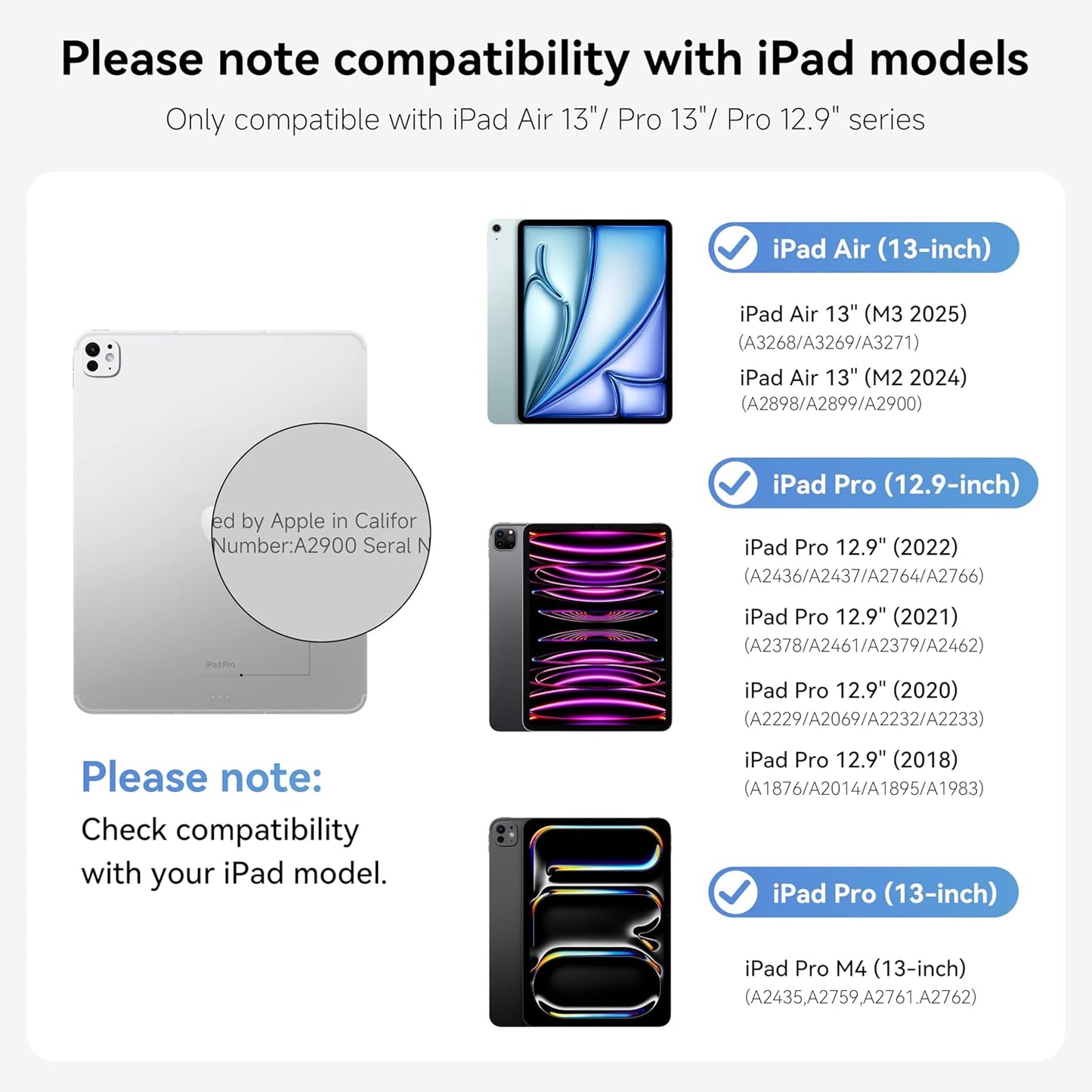 HOU for iPad Air 13 Inch Case Keyboard (M3/M2 2025), Detachable Keyboard Case for iPad Pro 13 M4 /12.9 inch 6/5/4/3rd (2024-2018), Magnetic Rotatable Stand, Multi-Touch Trackpad, 7-Color Backlight