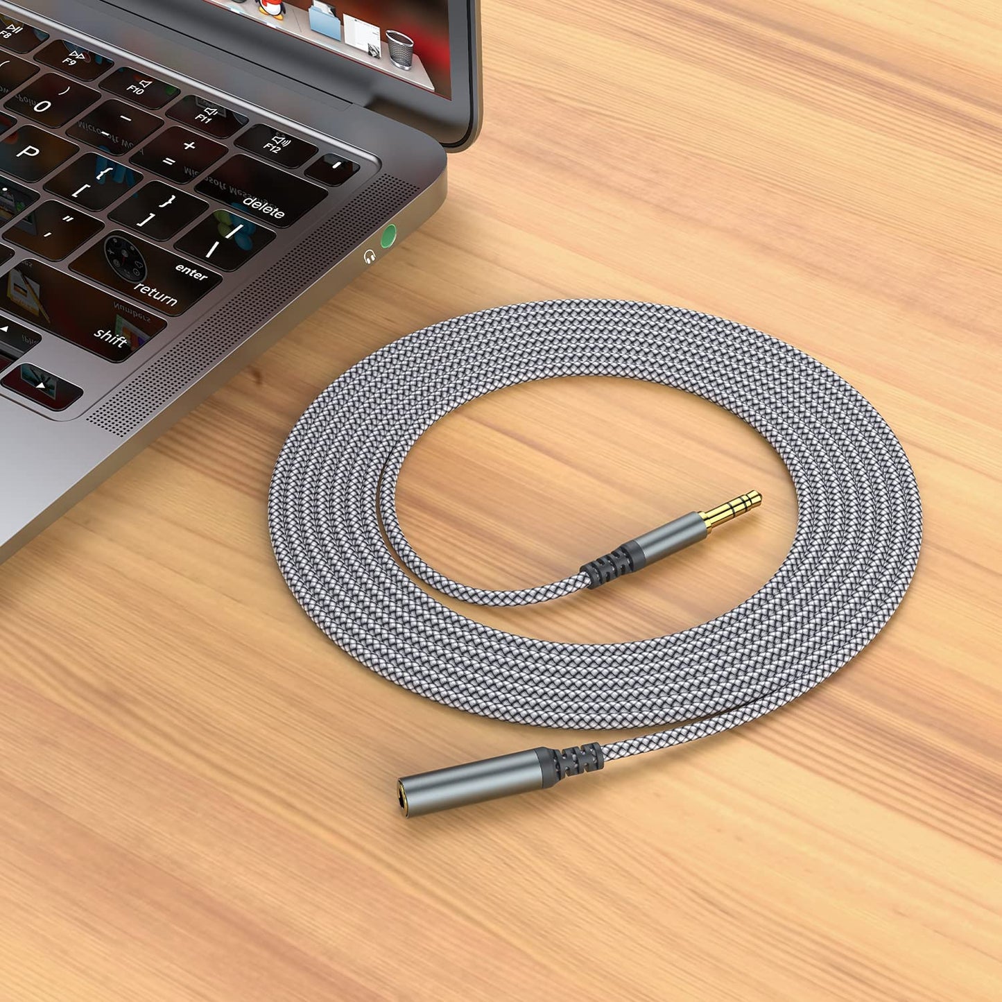 MCSPER Headphone Extension Cable, [2-Pack, 10ft Hi-Fi ] 3.5mm Extension AudioMale to Female Aux Adapter Hi-Fi Sound Stereo Extender Cord for Headset, iPhone, iPad, Smartphones, Tablets & More (Grey)