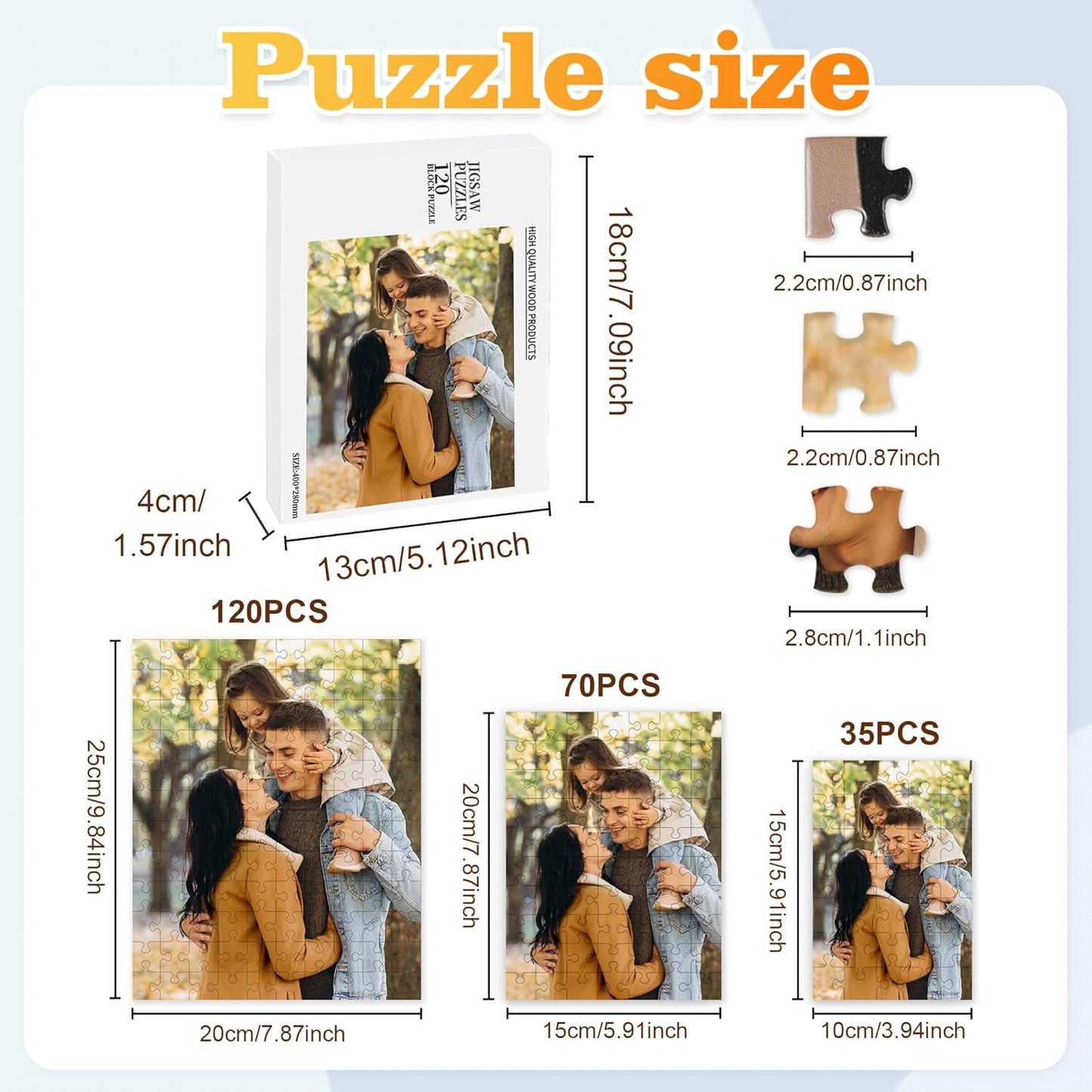 Easycosy Custom Photo Puzzles 35/70/120/300/500/1000 Pieces for Adults Families Personalized Picture Text Jigsaw Puzzle Gift for Holiday Birthday Wedding Anniversay(Horizontal/Vertical)
