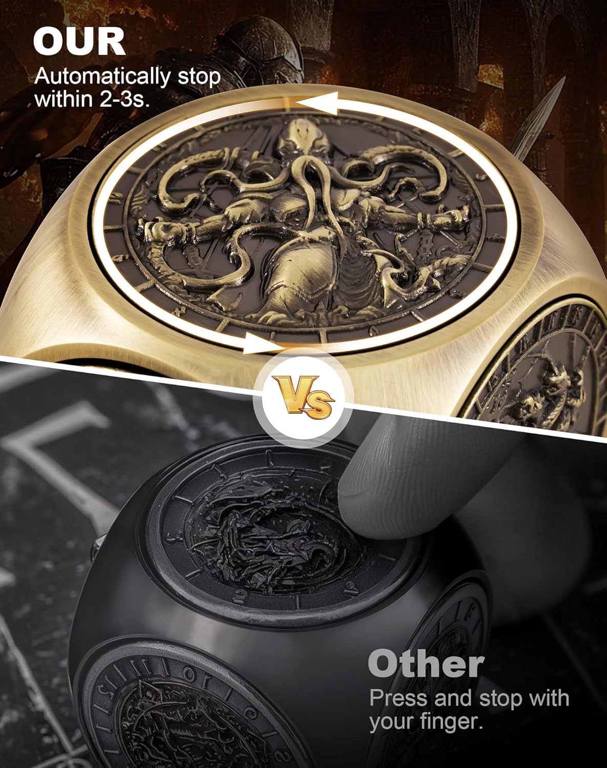 Kabinka Spinner Dice for 7 in 1 DND Dice Set, Unique Metal Dice for Dungeons and Dragons RPG Role Playing Gaming (Bronze)