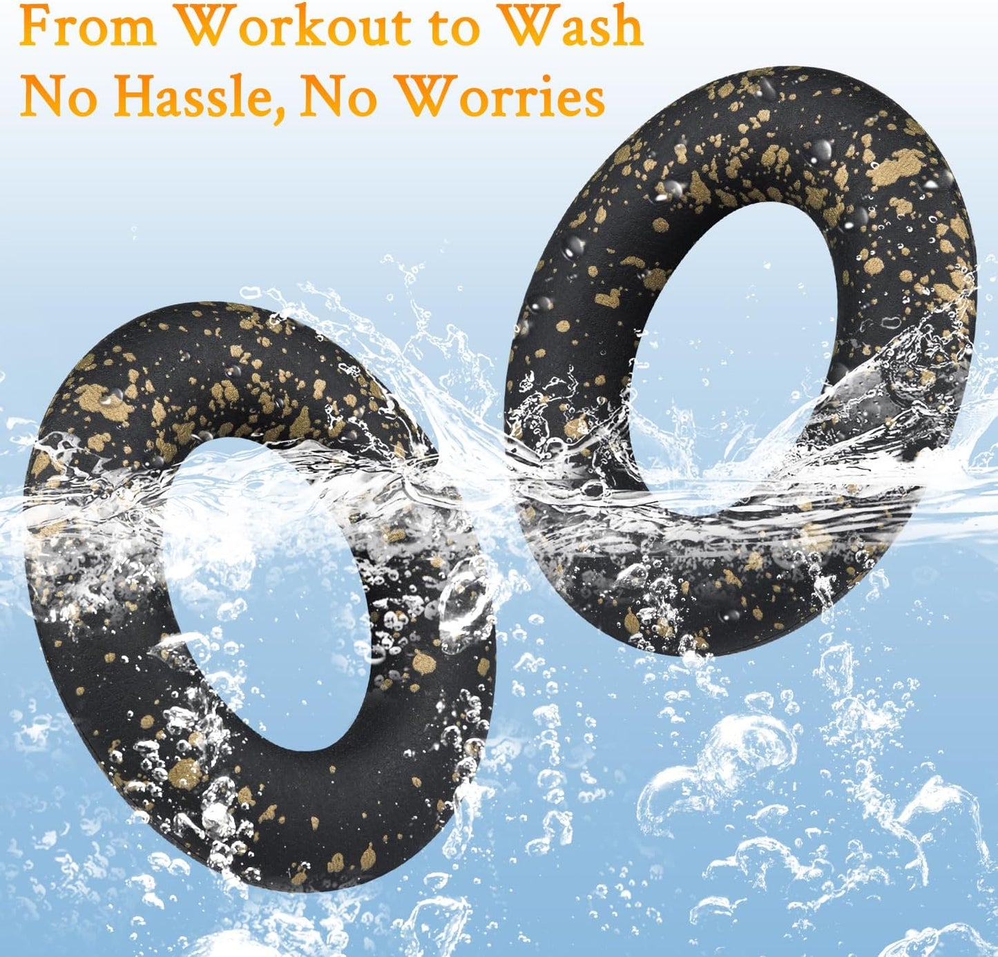 SOULWIT Silicone Ear Pads Cover Protector for Bose QuietComfort QC15 QC25 QC2 QC35 QC45/Ae2 Ae2i Ae2w/SoundTrue & SoundLink AE Headphones Cushions, Sweatproof, Easily Washable - Black Gold