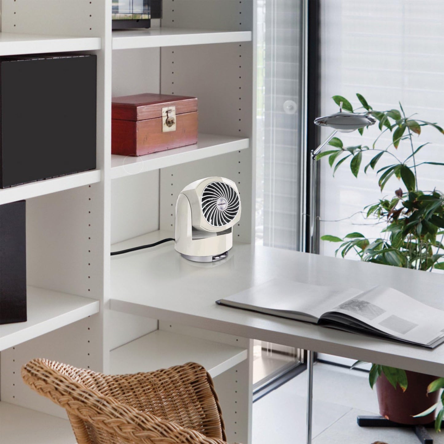 Vornado Flippi V6 Compact Air Circulator Fan, Quiet Portable Travel Fan for Office or Bedroom, Adjustable Head, 2 Speeds, Vintage White