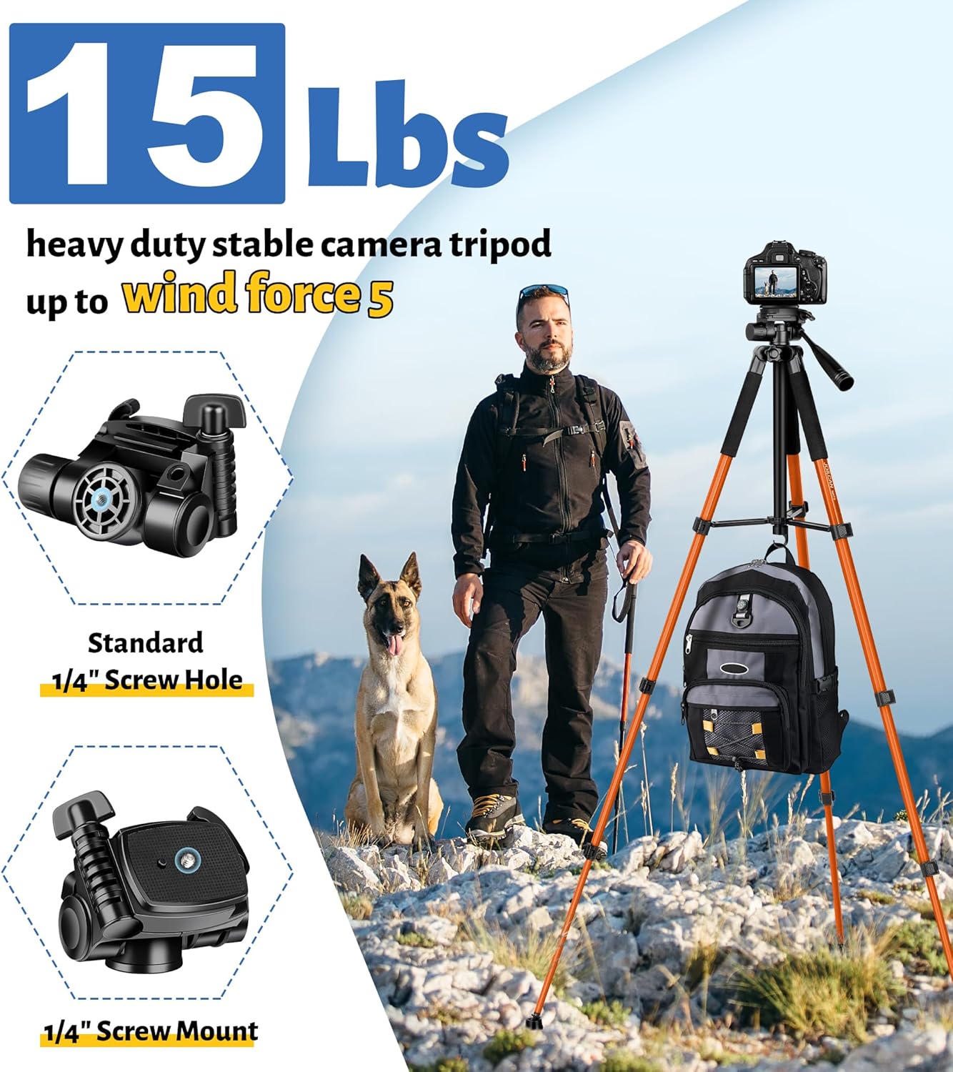 JOILCAN Tripod for Camera, 67" Heavy Duty Camera Tripod, Phone Tripods for Video Recording Photo Vlog, Aluminum Tripods with Holder & Travel Bag for Cameras DSLR iPhone Projector Laser