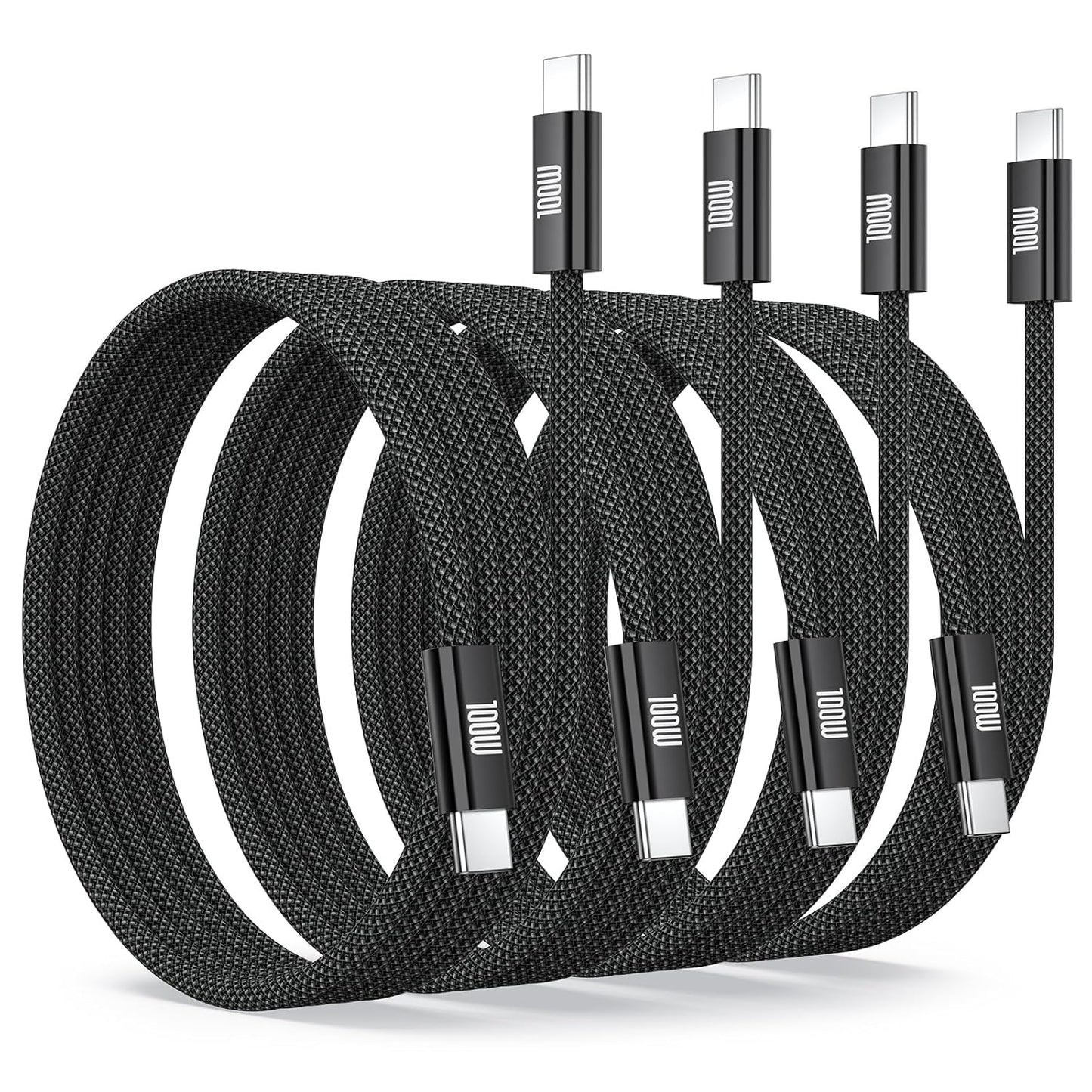 USB C to USB C Charging Cable, 100W Fast Charging [6.6ft, 4-Pack] Type C Charger Cord,Braided USBC Phone Charger Cable for iPhone 17 16 15 Pro Max/Samsung S25 S24/MacBook Pro/Air,iPad,Pixel,PS5,Switch