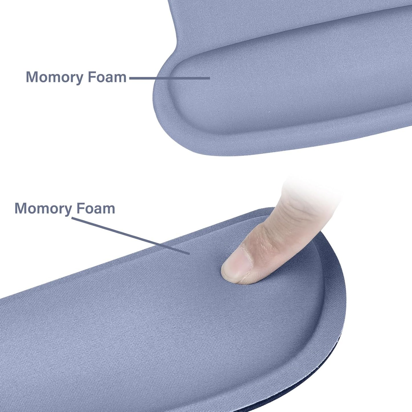 MOSISO Wrist Rest Support for Mouse Pad & Keyboard Set, Ergonomic Mousepad Non-Slip Base Home/Office Pain Relief & Easy Typing Cushion with Neoprene Cloth & Raised Memory Foam, Lavender Gray