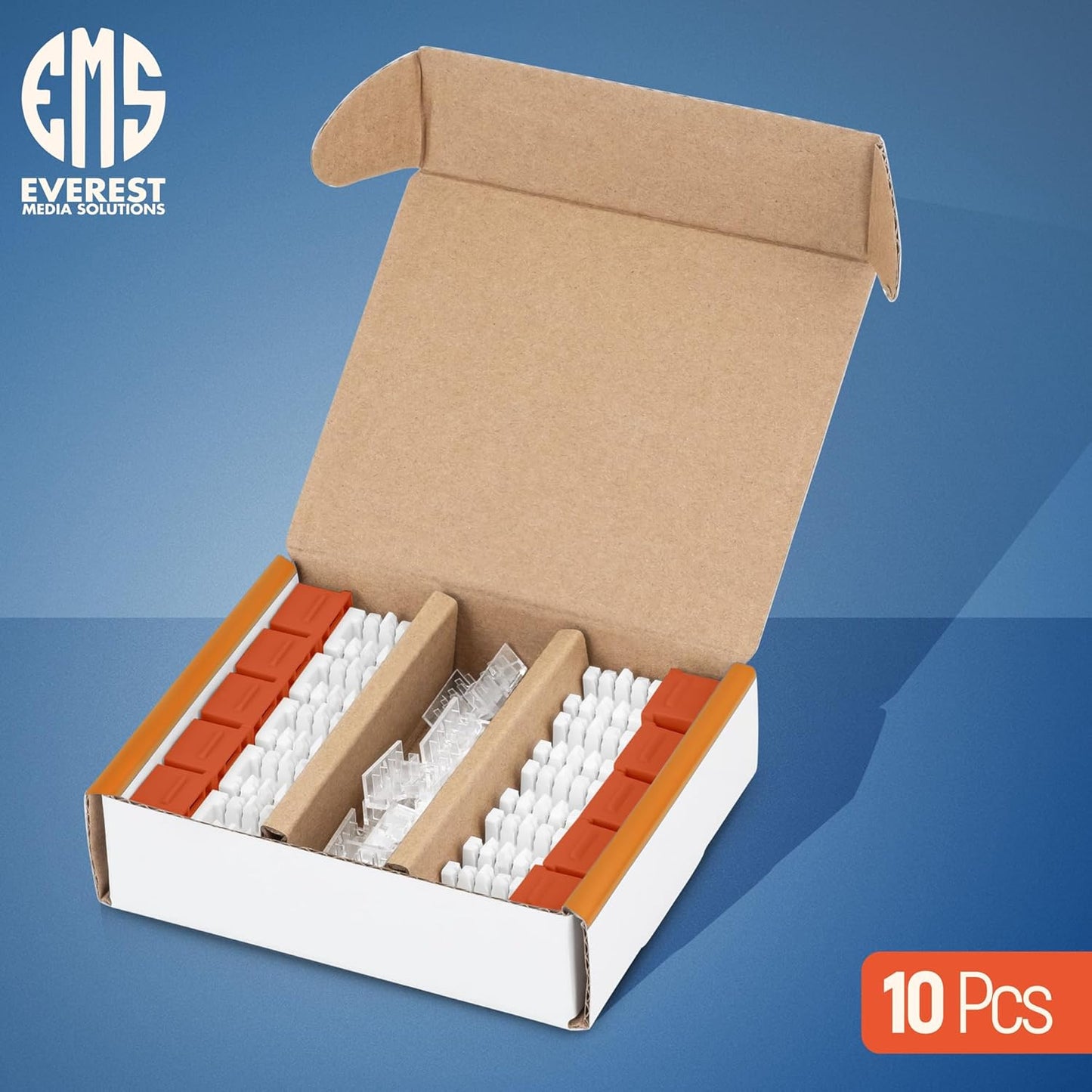 Everest 90° Angled RJ45 Cat6A Keystone Jacks 10-Pack in Orange - Slim Profile Female RJ45 Connectors - Cat 6A Keystone Jack - Compatible with 90° Angled Speed Termination Tool - easyJACK (B094WB91H3)