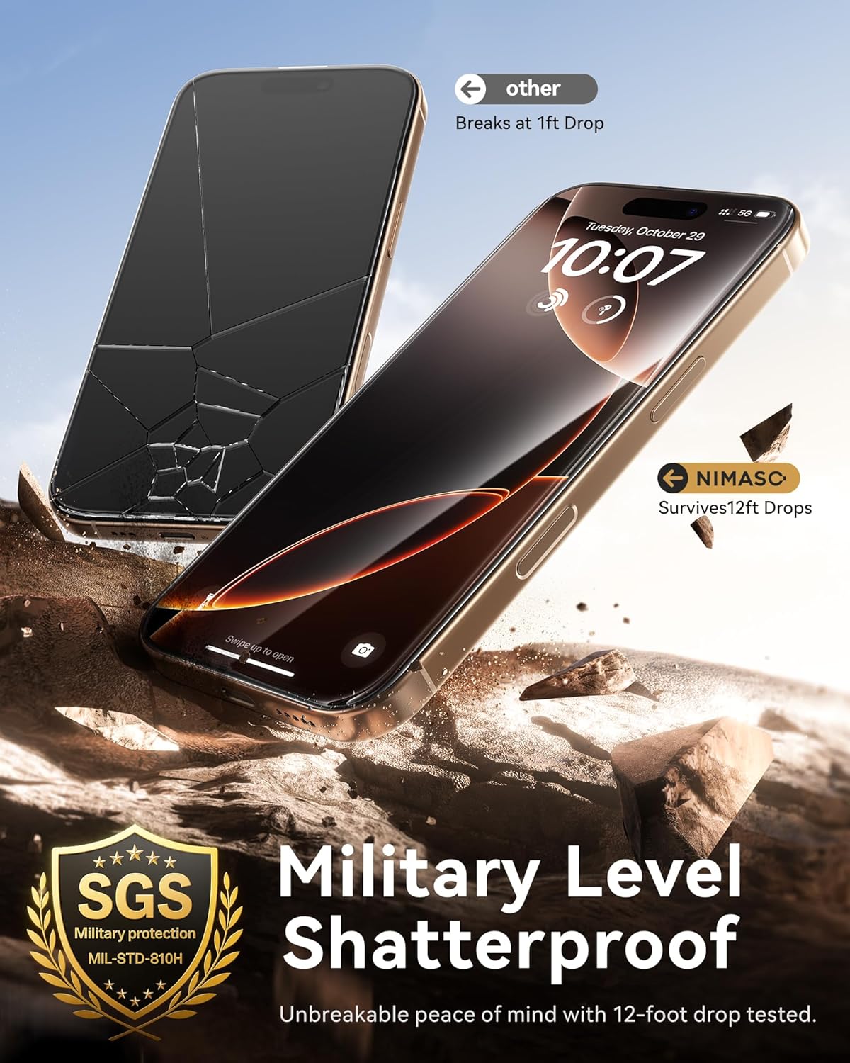 NIMASO for iPhone 16 Pro Screen Protector, 3 Pack Tempered Glass Screen Protector for iPhone 16 Pro, Automatic Dust Removal, Instant Installation,HD Clear, 9H Hardness Shockproof (6.3 inches)