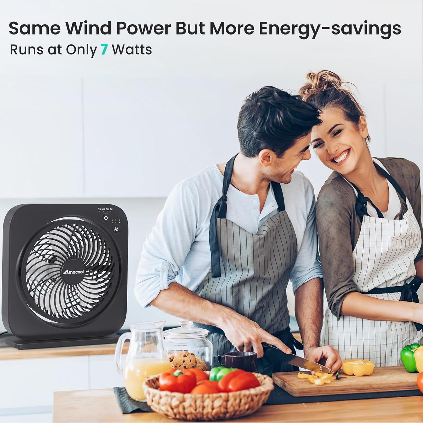 AMACOOL Table Fan, 12 inch Box Fan with 3 Adjustable Speeds & 8HRS Timer, 270° Pivoting Quiet Air Circulator, Desktop Fan for Bedroom Bathroom Kitchen Office, AC Adapter Included-Black