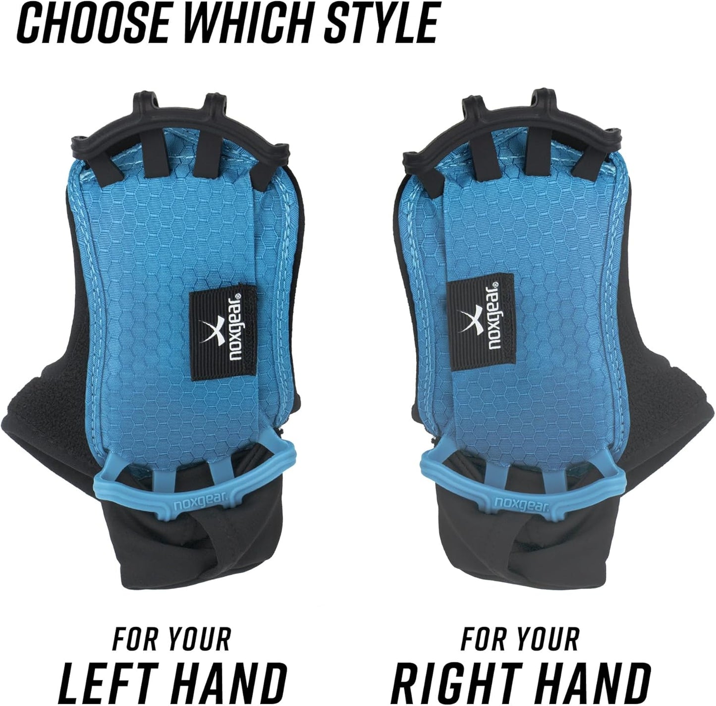 Noxgear Hand Held Phone Holder - Handheld Grip Phone Holder with Key Fob & Card Slot for Running, Jogging & Working Out - Compatible with All Phones - Machine Washable (Noxgear Blue, Right Hand)