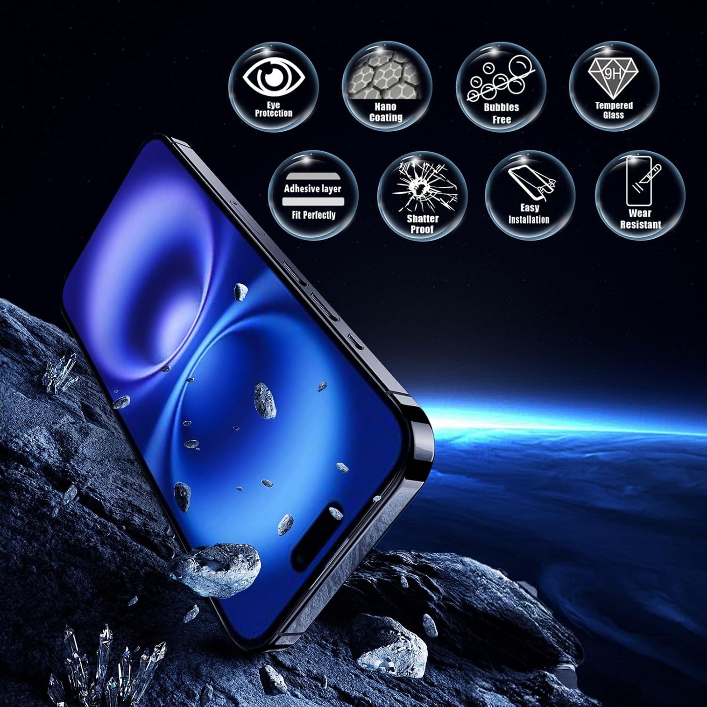 Screen Protector for iPhone 16&15 [6.1 Inch],3RD Colorless Anti-Blue Light Tempered Glass Films,HD Clear, 9H Hardness, No Bubbles, Case Friendly 2 Pack