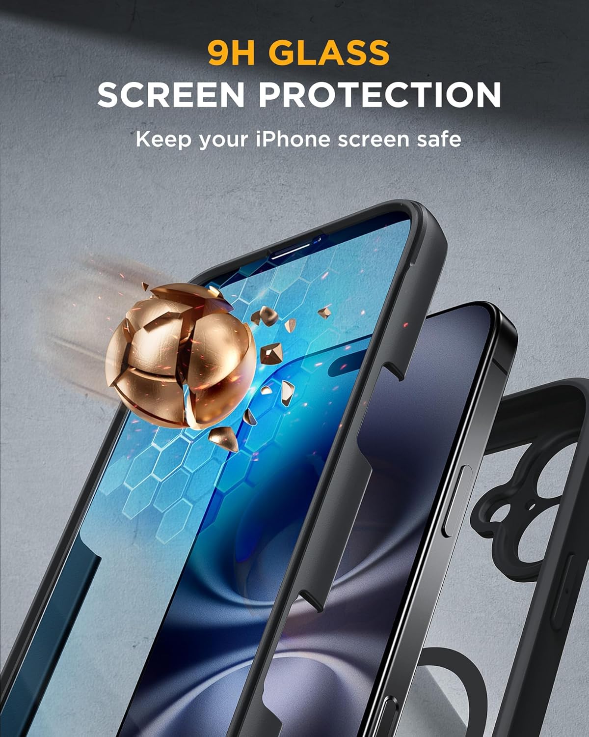 Miracase Magnetic for iPhone 16 Plus Case Full-Body Phone with Built-in Glass Screen Protector, [Compatible with MagSafe] Military Drop Proof 16 Plus Cover Bumper 6.7 inch, Black