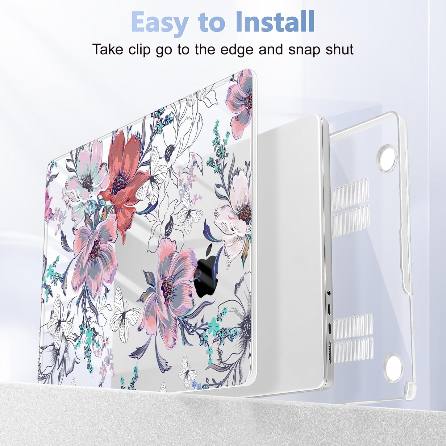 for MacBook Pro 16 inch Case 2021 2022 2023 2024 Release A3186 A3403 M4 A2991 M3 A2780 M2 A2485 M1 Pro/Max, Hard Shell Case with Screen Protector & Keyboard Cover, Floral C319