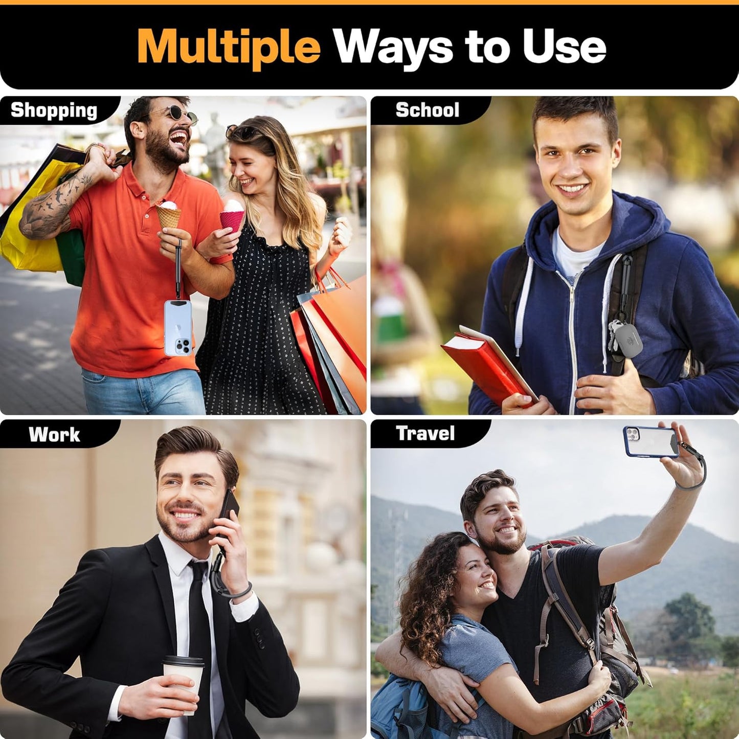 Kaptron Adjustable Phone Wrist Strap - Universal Cell Phone Lanyard Wrist Strap with Lanyard Patches