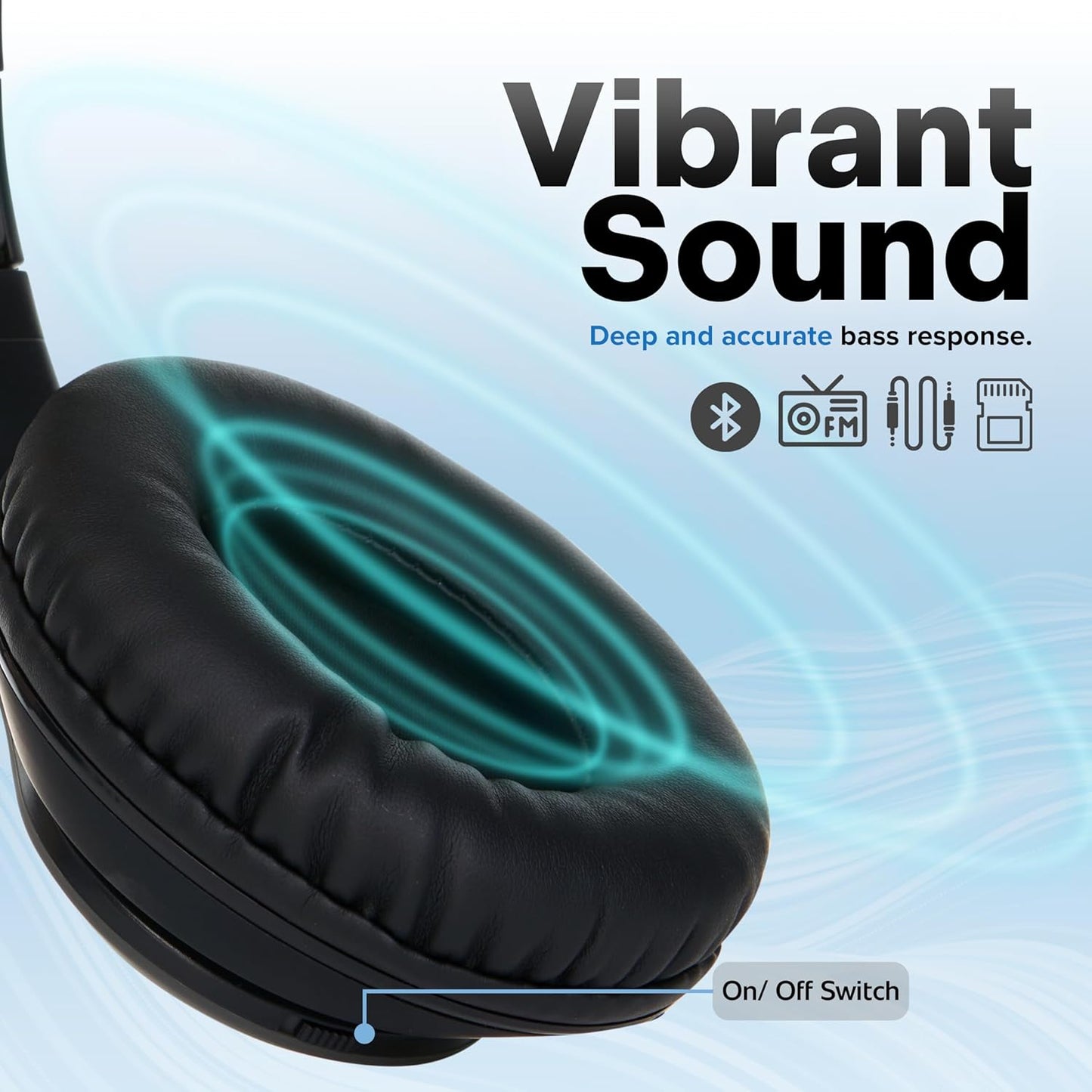 iJoy Bluetooth Headphones Over Ear, Wireless and Wired Foldable Headset Built-in Microphone - (Stealth) Adults Kids Men Women - Audifonos Auriculares Inalambricos