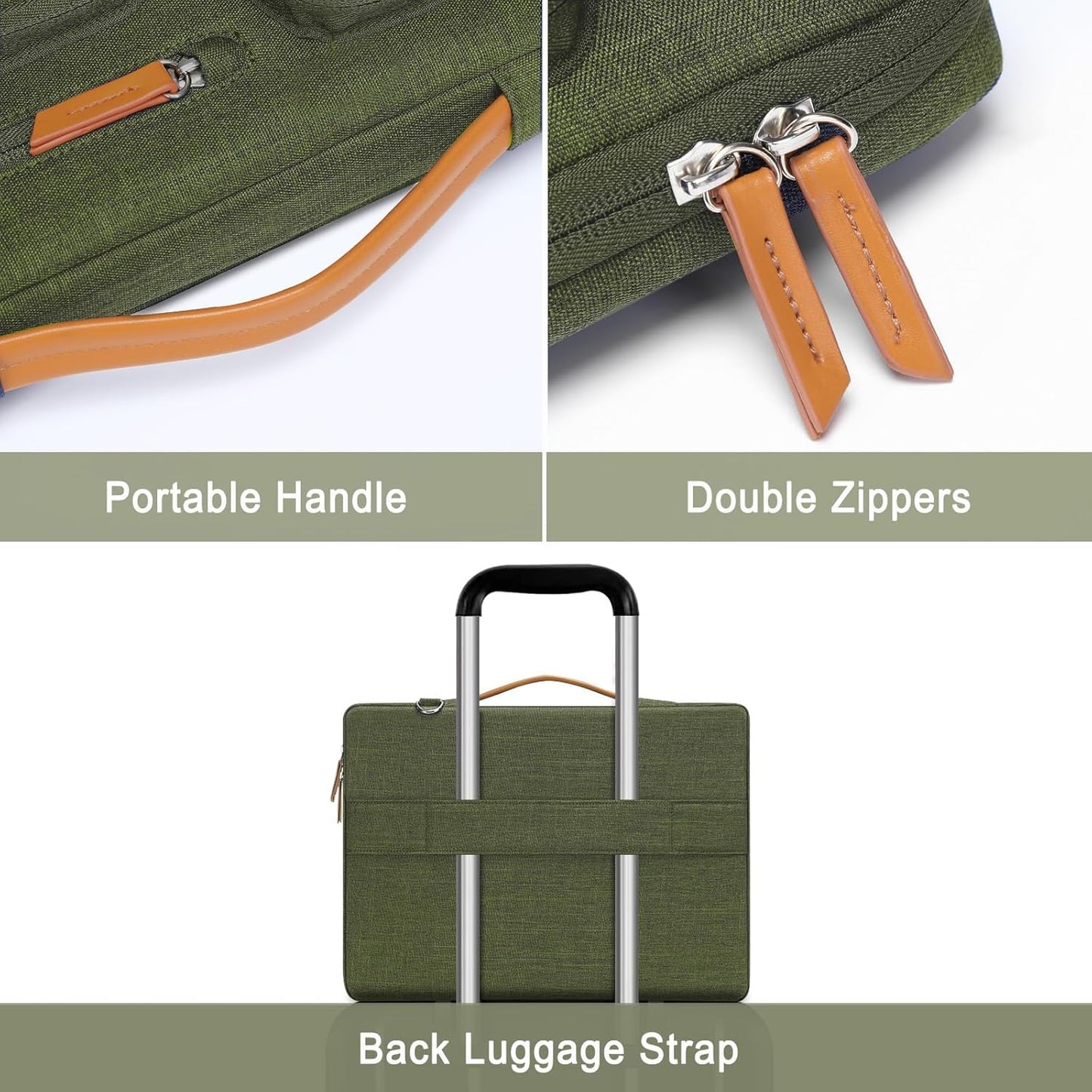 MOSISO 360 Protective Laptop Shoulder Bag,15-15.6 inch Computer Bags Compatible with MacBook Pro 16 inch, HP, Dell, Lenovo, Asus Notebook,Side Open Messenger Bag with 4 Zipper Pockets, Olive Green