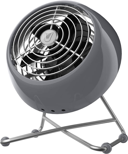 Vornado VFAN™ Mini Modern Vintage Fan, Retro Metal Air Circulator, Fan for Desk & Bedside, 2 Speeds, Adjustable Tilt, Personal Cooling with Targeted Airflow, Quiet Fan, Storm Gray