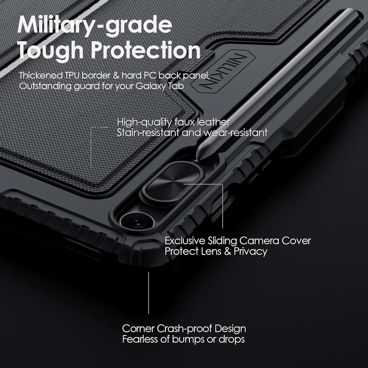 Nillkin for Samsung Galaxy Tab S10 FE 10.9” / S9 11" Case with Detachable Keyboard, 7-Color Backlit, Trackpad, S Pen Holder, Rugged Keyboard Case with Camera Cover for Samsung Tablet S10 FE 5G