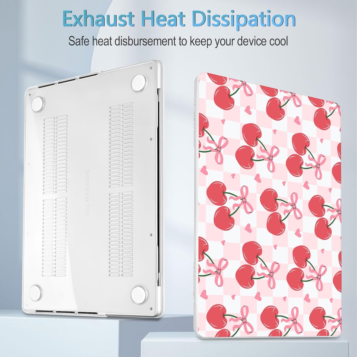 Mektron Case for 2025 MacBook Pro 16" M4 A3403 A3186 M3 A2991 M2 A2780 M1 A2485 (2021/2023/2024) Pro/Max with Touch ID, Hard Shell Plastic Laptop Cover Keyboard Cover, Cherries Bows C353