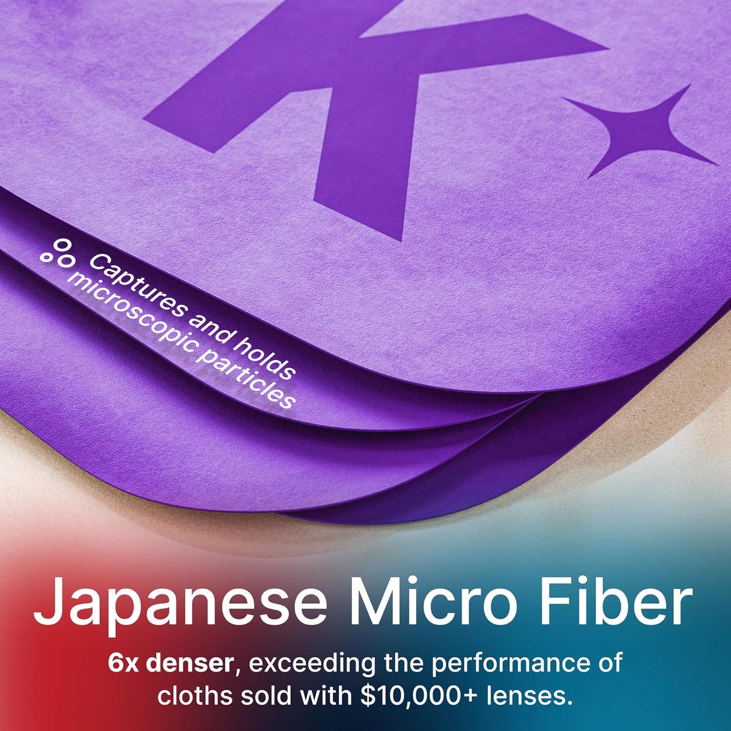 Koala Lens Cleaning Cloth | Japanese Microfiber | Glasses Cleaning Cloths | Eyeglass Lens Cleaner | Eyeglasses, Camera, VR/AR Headset, and Screen Cleaner | Blue & Purple (Pack of 3)