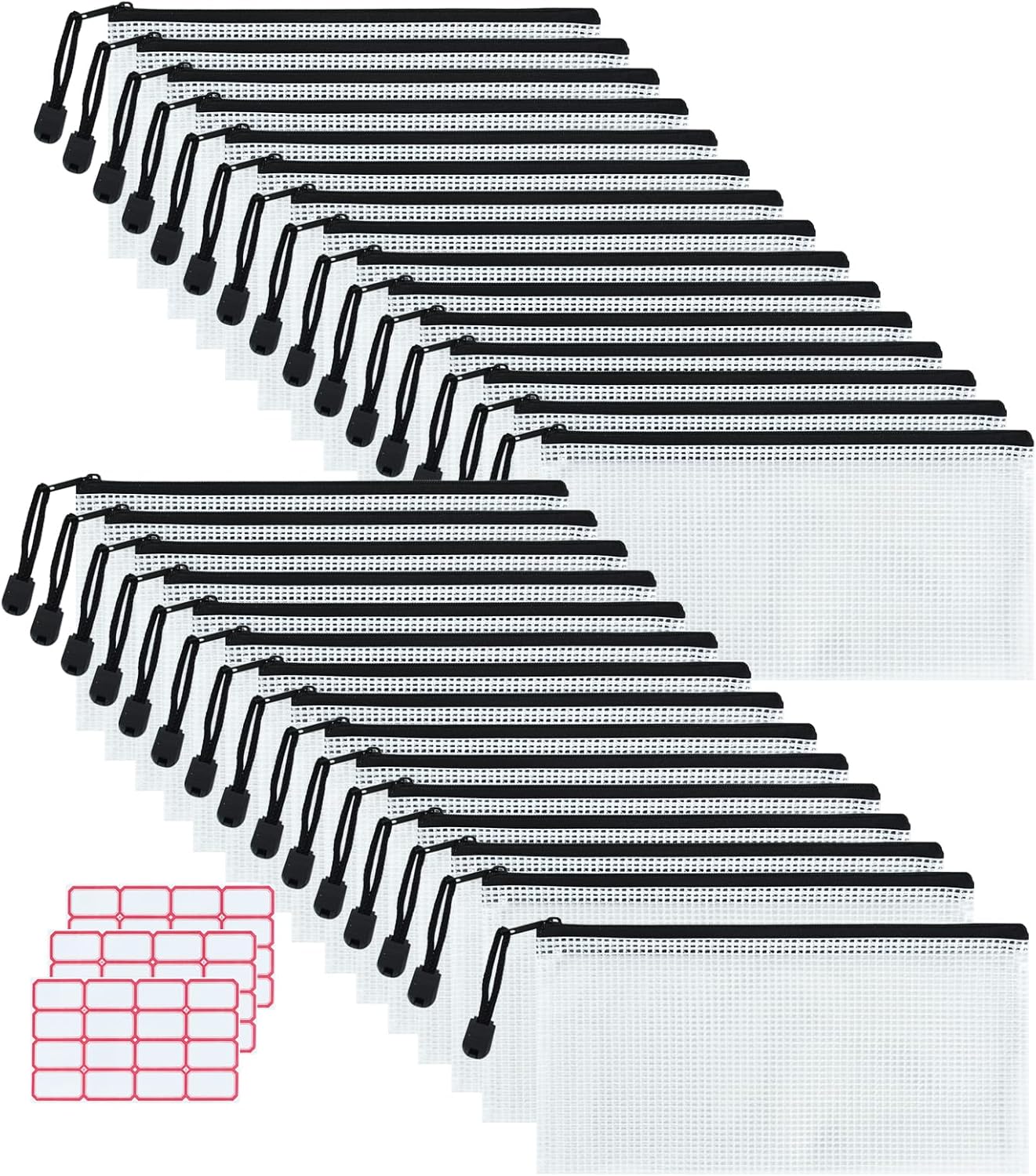 Vuzvuv 30pcs 9.1"x 4.5" Mesh Zipper Pouch Zipper Bags, Zipper Case Pouch Bulk, Mesh Bag for File, Makeup, Board Game Office Home Travel Storage