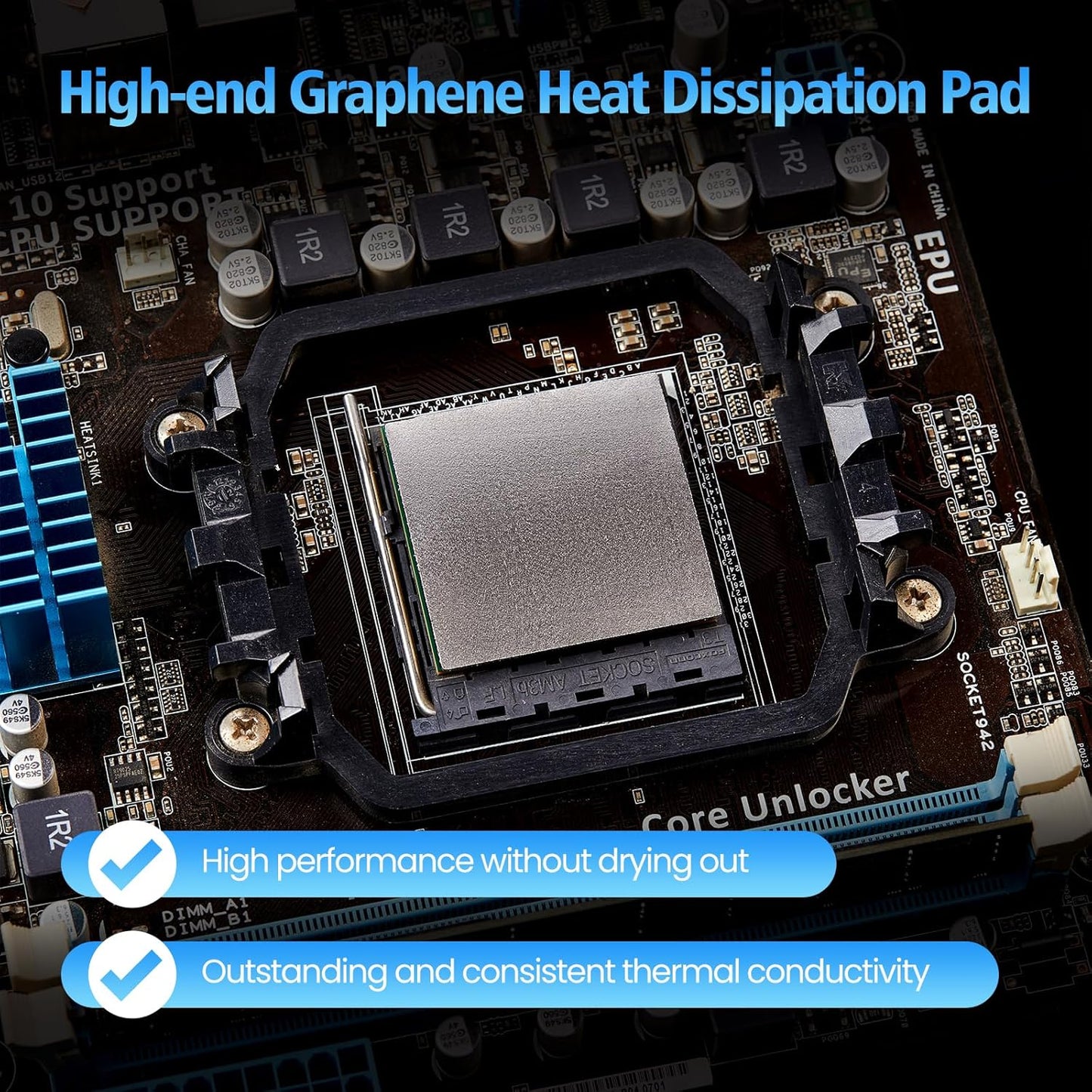 Thermal Pad,38 * 38 * 0.2mm,Graphene Thermal Pads for GPU/CPU/SSD/Electronics - Highly Efficient, Compressible (38 * 38mm)