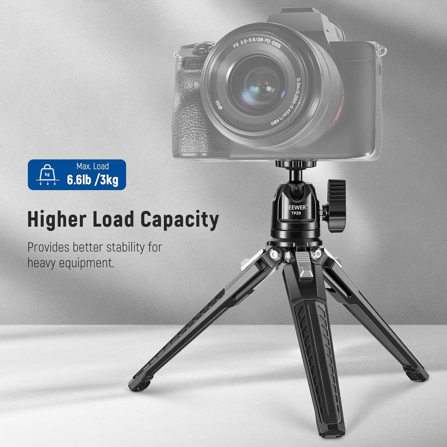 NEEWER Mini Desk Tripod, Metal Table Top Small Portable Travel Selfie Stick Stand with 360° Ball Head & 1/4" Screw for Camera Mobile Phone Holder Action Cam, Cleaning Cloth, Max Load 6.6 lbs, TP29