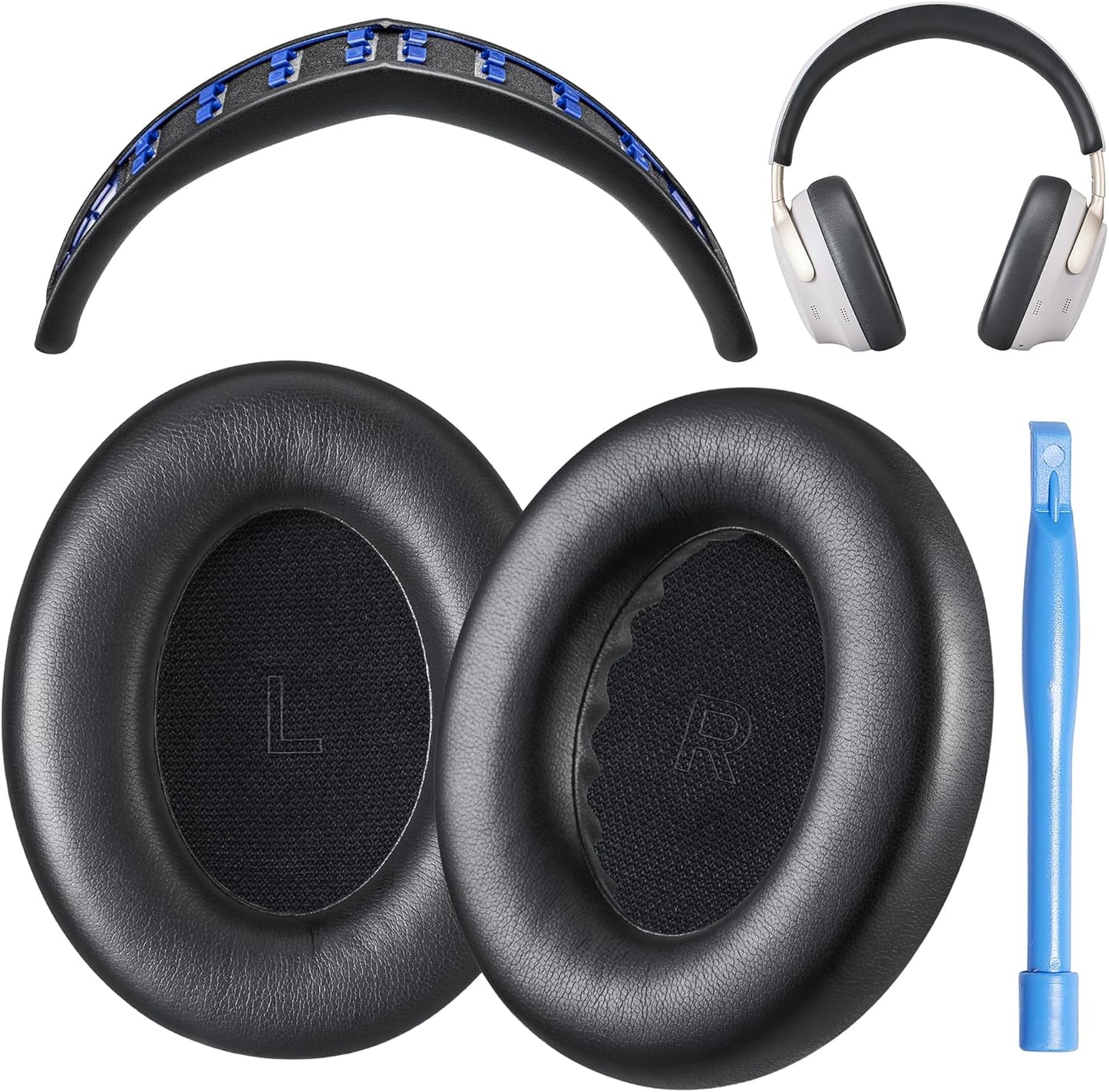 QC Ultra Replacement Ear pad and Headband Pad Kit Cushion Compatible with Bose QuietComfort Ultra Wireless Headphones (Black). Easy DIY Installation + Great Comfort