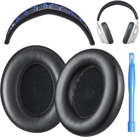 QC Ultra Replacement Ear pad and Headband Pad Kit Cushion Compatible with Bose QuietComfort Ultra Wireless Headphones (Black). Easy DIY Installation + Great Comfort