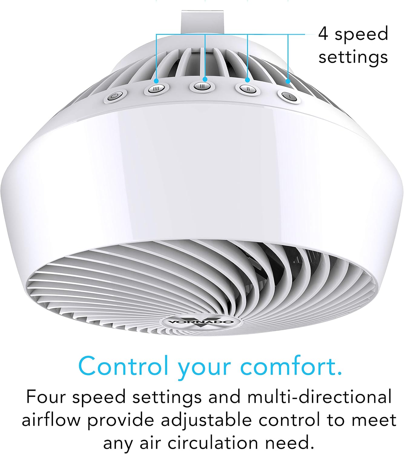 Vornado 660 Large Whole Room Air Circulator Fan with 4 Speeds and 90-Degree Tilt, 660-Large, White