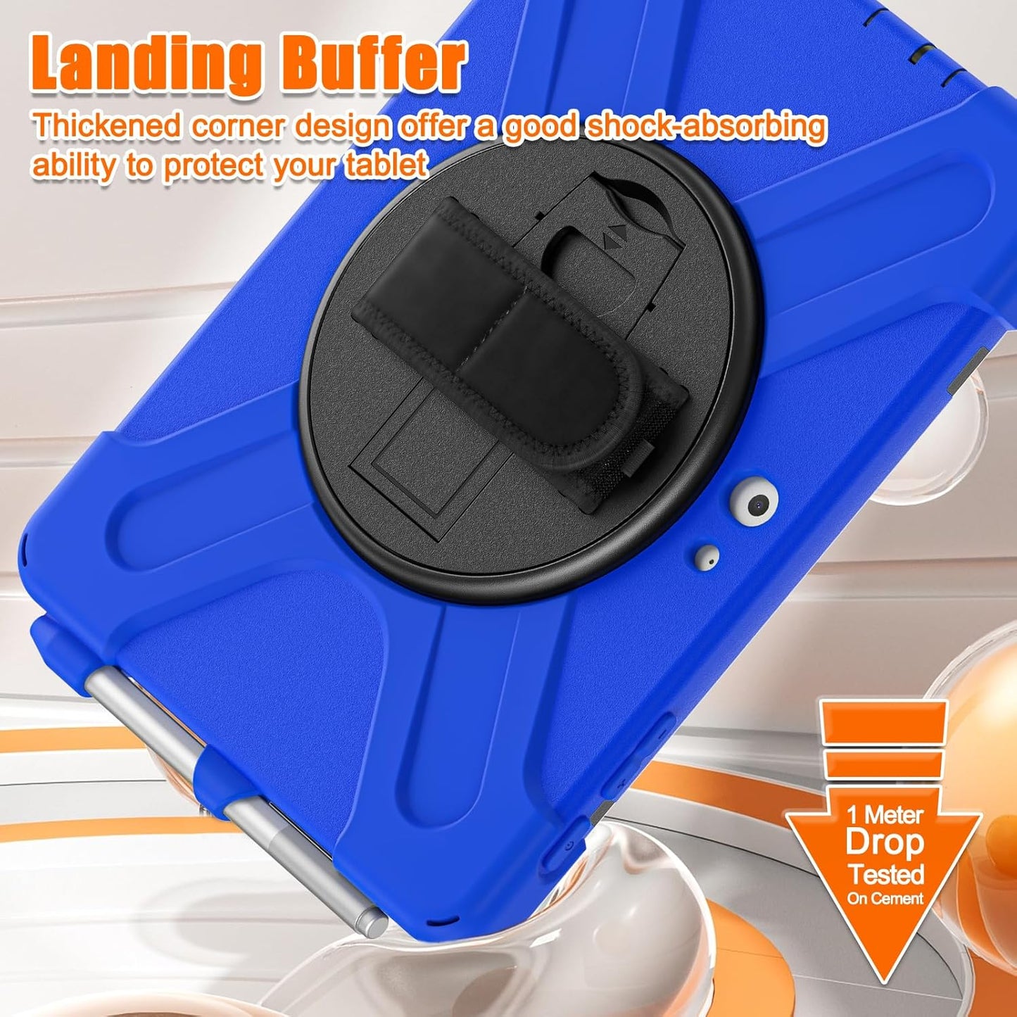 ZenRich Rugged Case for Surface Go 4 (2023)/Surface Go 3 (2021)/ Surface Go 2 (2020), Surface Go (2018) with Pen Holder Heavy Duty Shockproof Case with Stand Hand Strap and Shoulder Belt-Blue